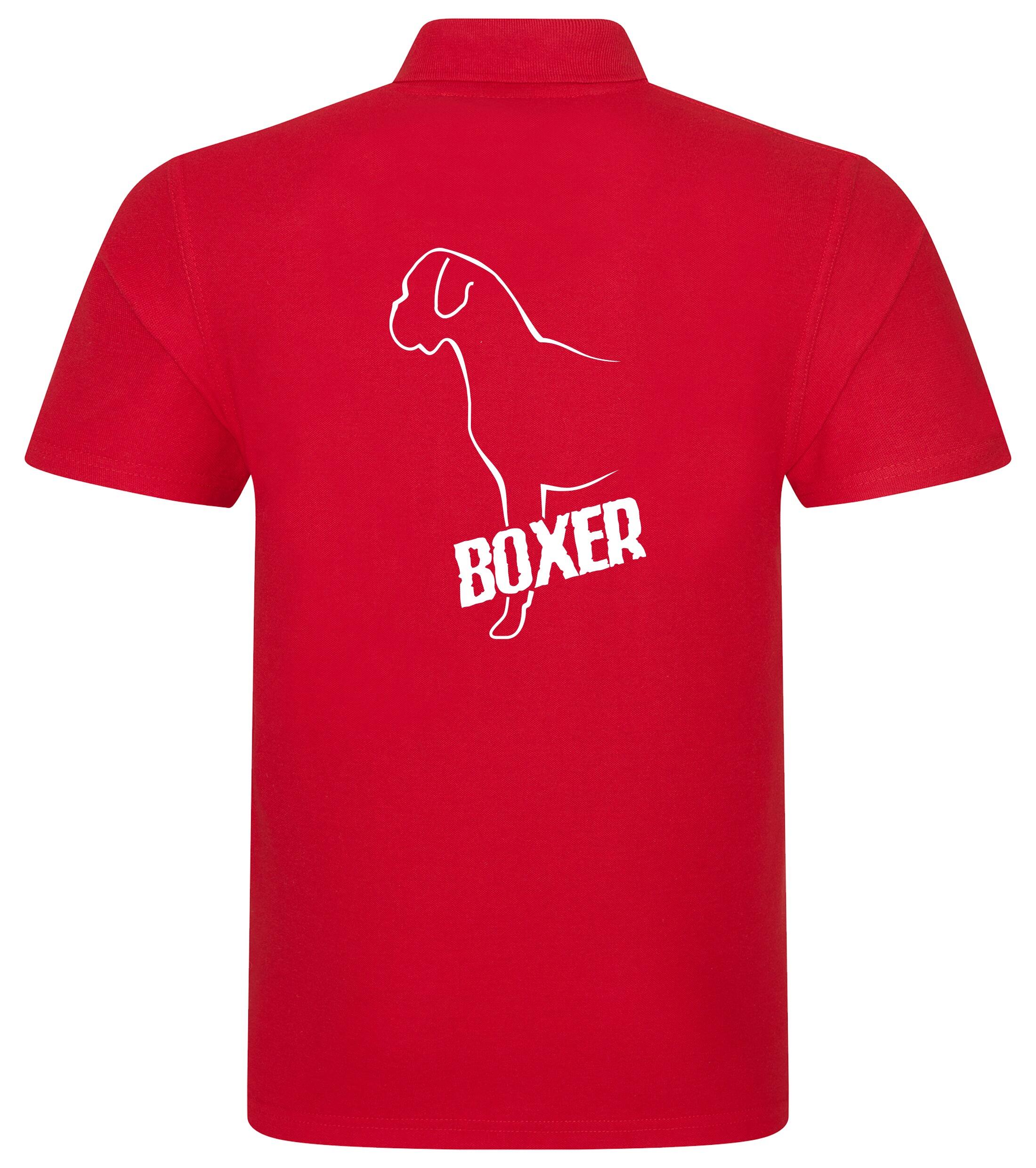 Unisex Boxer Ear Drop Polo Shirt Red (White)