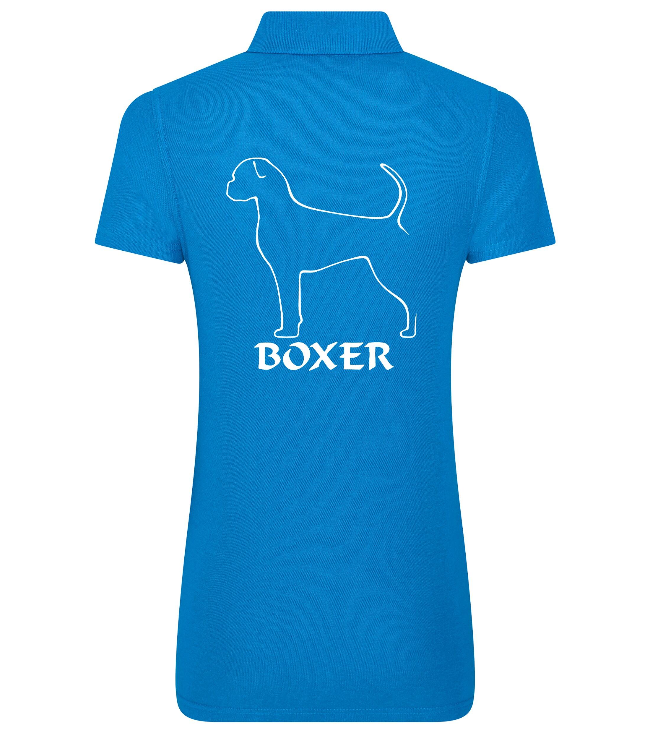 Female Boxer Ear Drop (2) Polo Shirt Sapphire Blue (White)