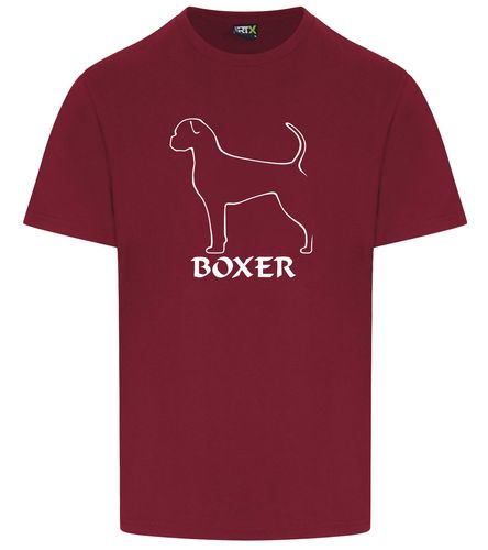 Unisex Boxer Ear Drop (2) Roundneck T-Shirt Burgundy (White)