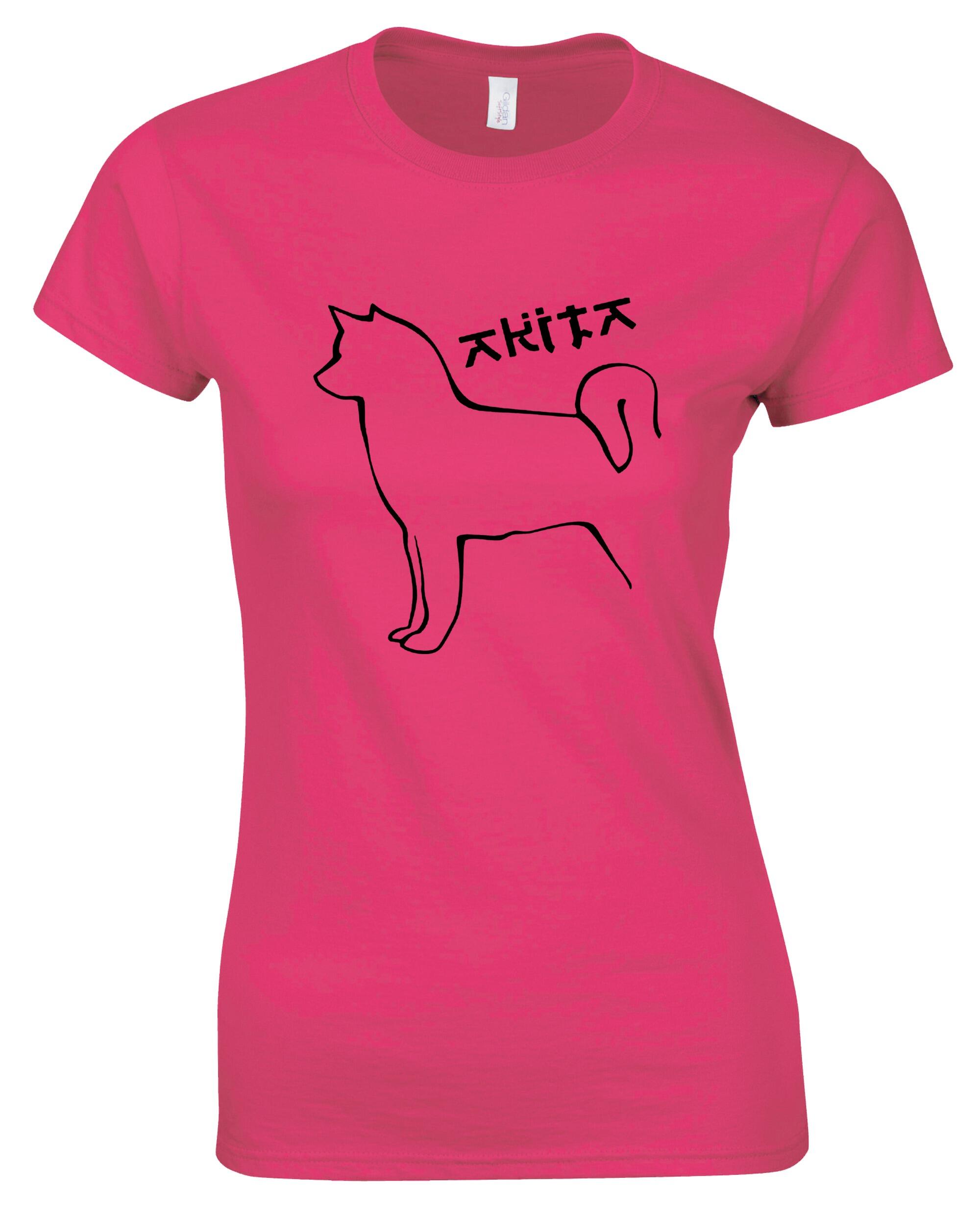 Female Akita Roundneck T-Shirt Pink (Black)