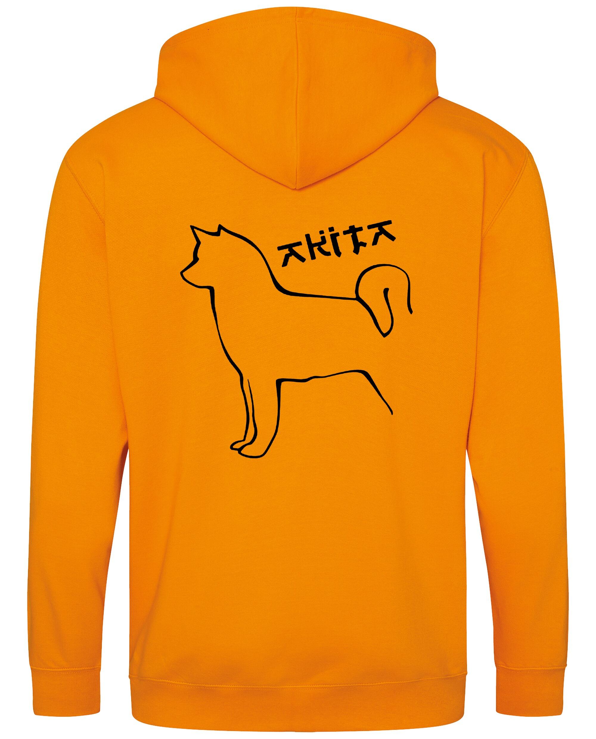 Unisex Akita Zipped Hoodie Orange Crush (Black)