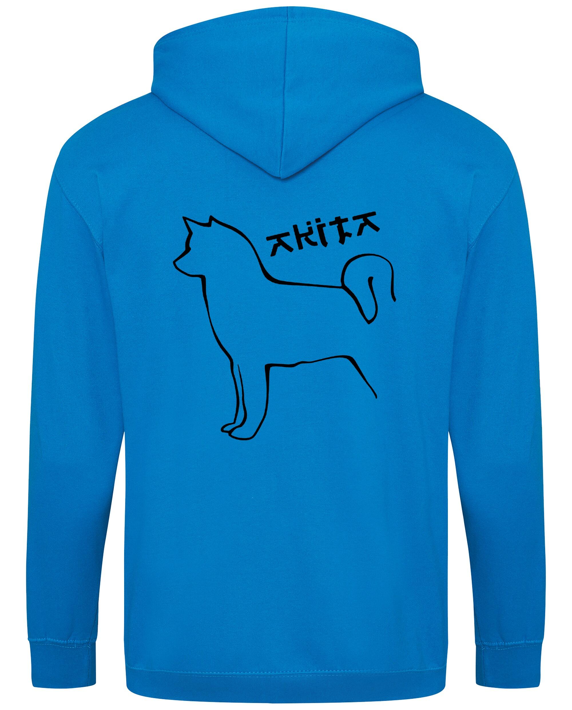 Unisex Akita Zipped Hoodie Sapphire Blue (Black)