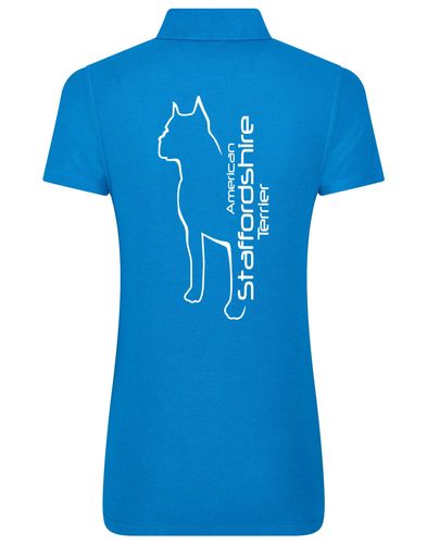 Female American Staffordshire Terrier Polo Shirt Sapphire Blue (White)