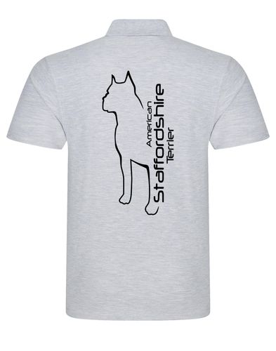 Unisex American Staffordshire Terrier Polo Shirt Heather Grey (Black)