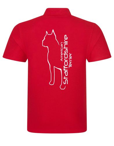Unisex American Staffordshire Terrier Polo Shirt Red (White)