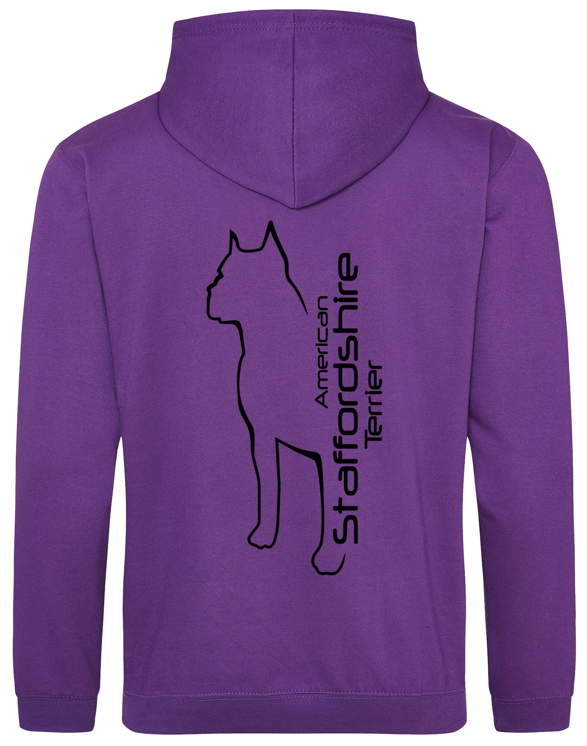 Unisex American Staffordshire Terrier Pullover Hoodie Purple (Black)
