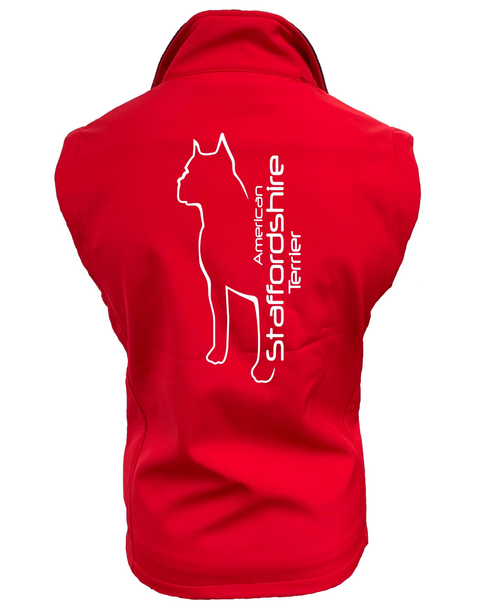 Female American Staffordshire Terrier Softshell Jacket Red (White)