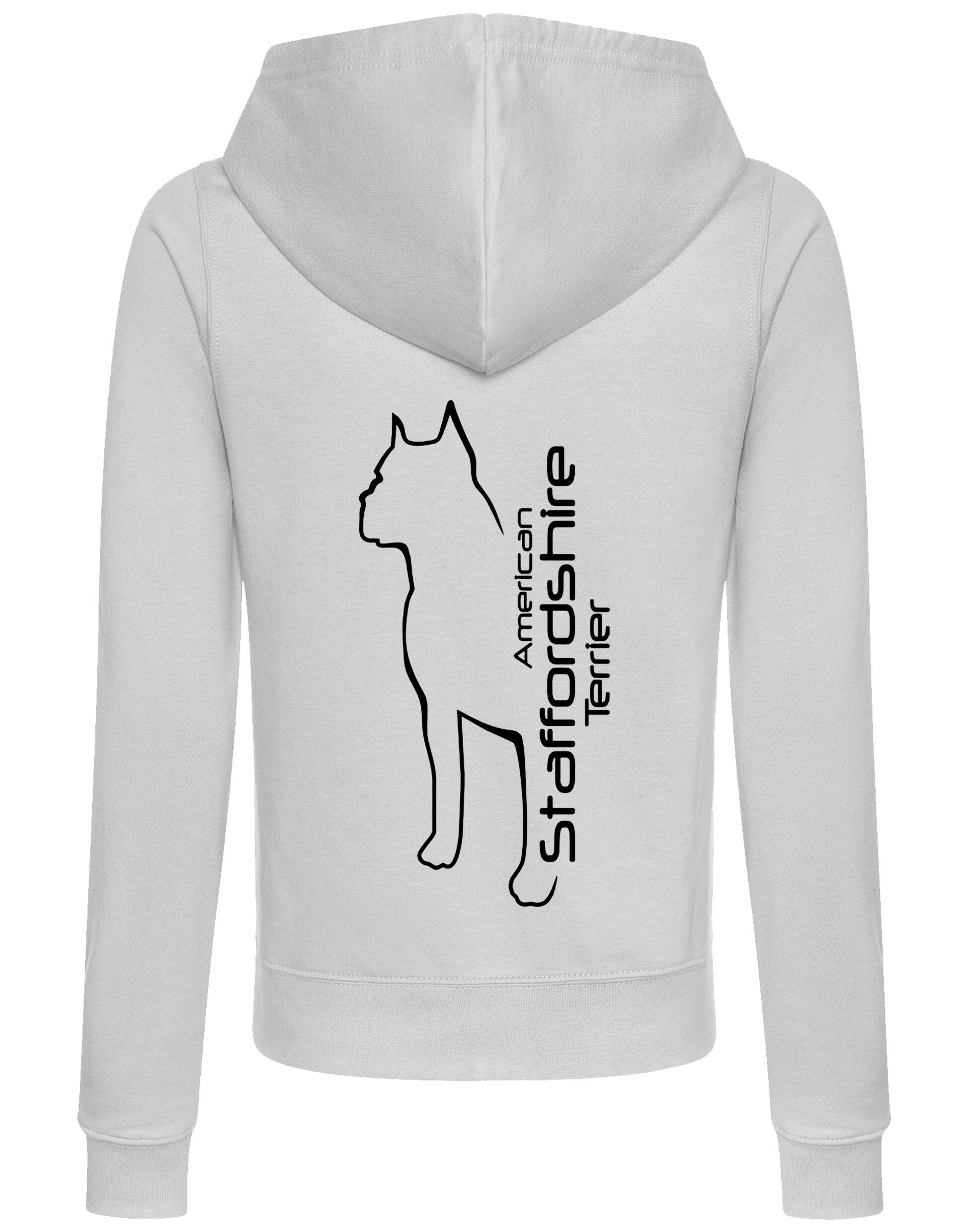 Female American Staffordshire Terrier Zipped Hoodie Heather Grey (Black)