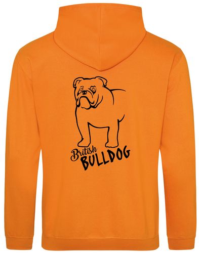 Unisex British Bulldog Pullover Hoodie Orange Crush (Black)