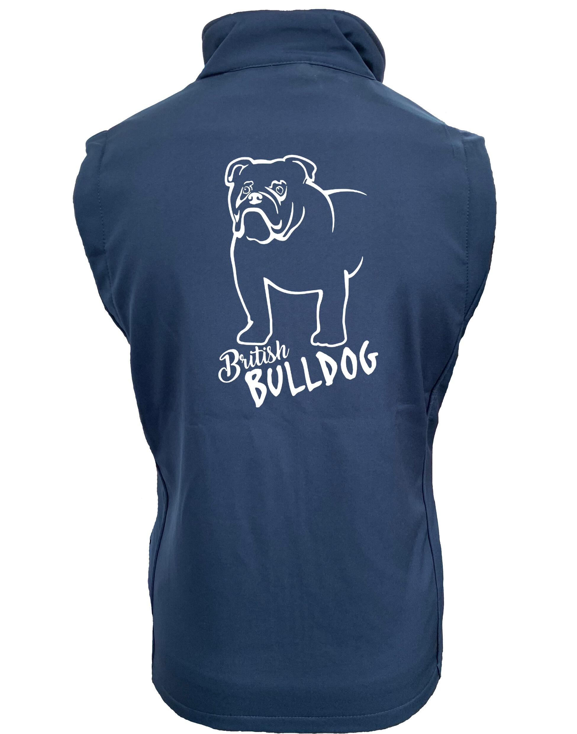 Female British Bulldog Softshell Gilet Navy Royal (White)