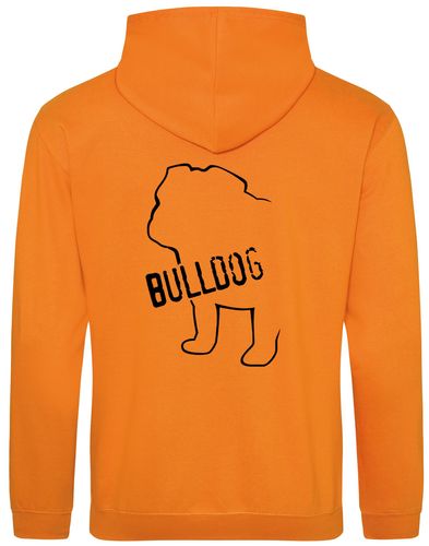 Unisex Bulldog (Body Design) Pullover Hoodie Orange Crush (Black)