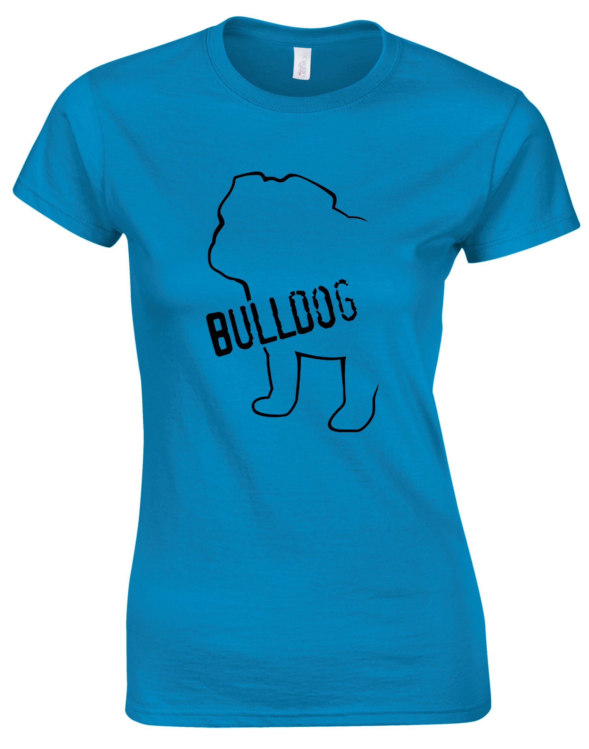 Female Bulldog (Body Design) Roundneck T-Shirt Sapphire Blue (Black)