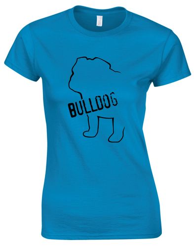 Female Bulldog (Body Design) Roundneck T-Shirt Sapphire Blue (Black)