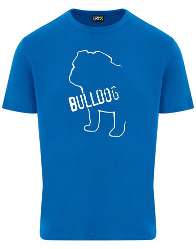 Unisex Bulldog (Body Design) Roundneck T-Shirt Sapphire Blue (White)