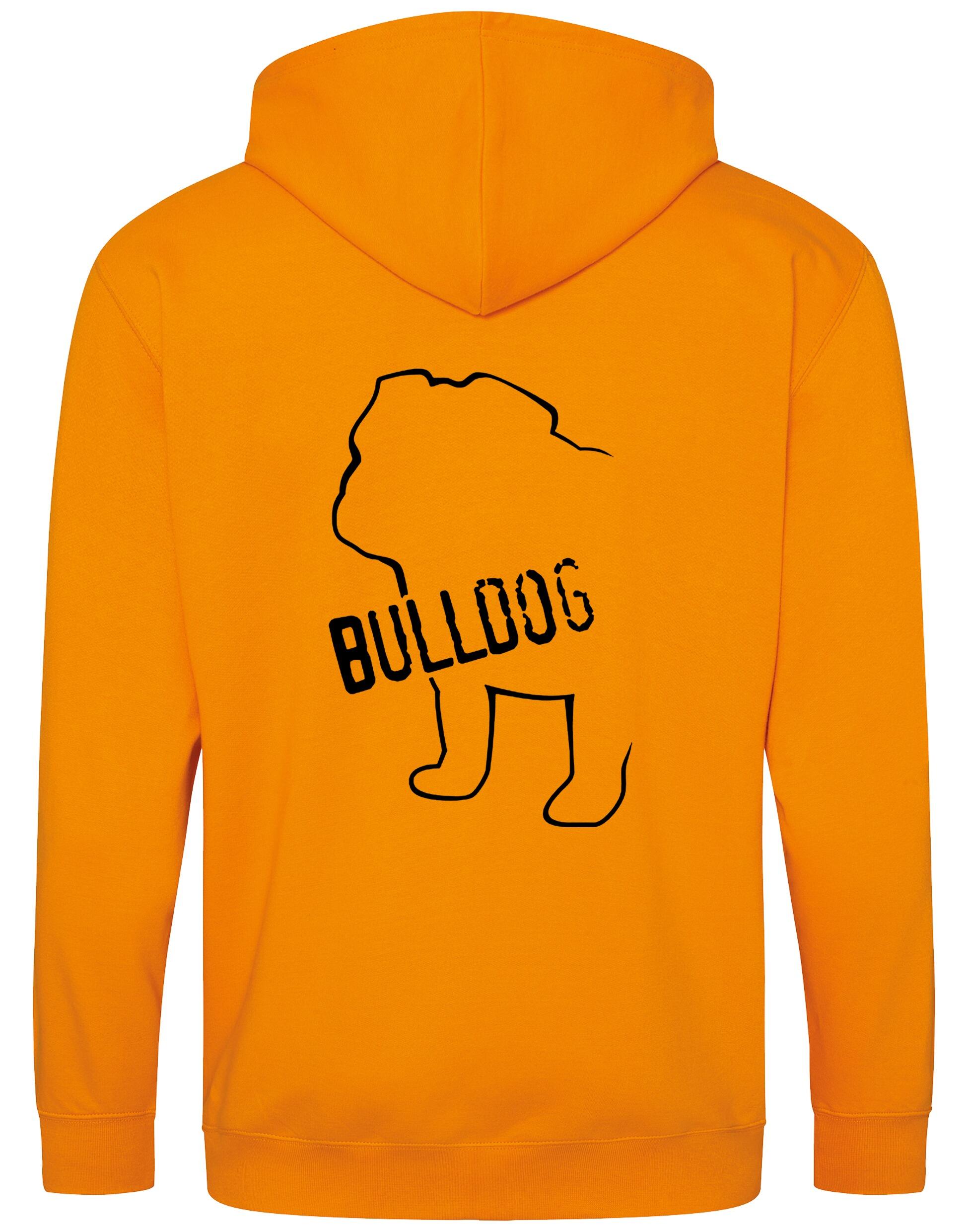 Unisex Bulldog (Body Design) Zipped Hoodie Orange Crush (Black)