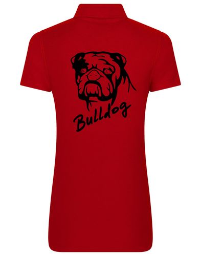 Female Bulldog (Head Design) Polo Shirt Red (Black)