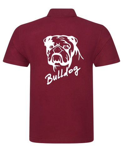 Unisex Bulldog (Head Design) Polo Shirt Burgundy (White)