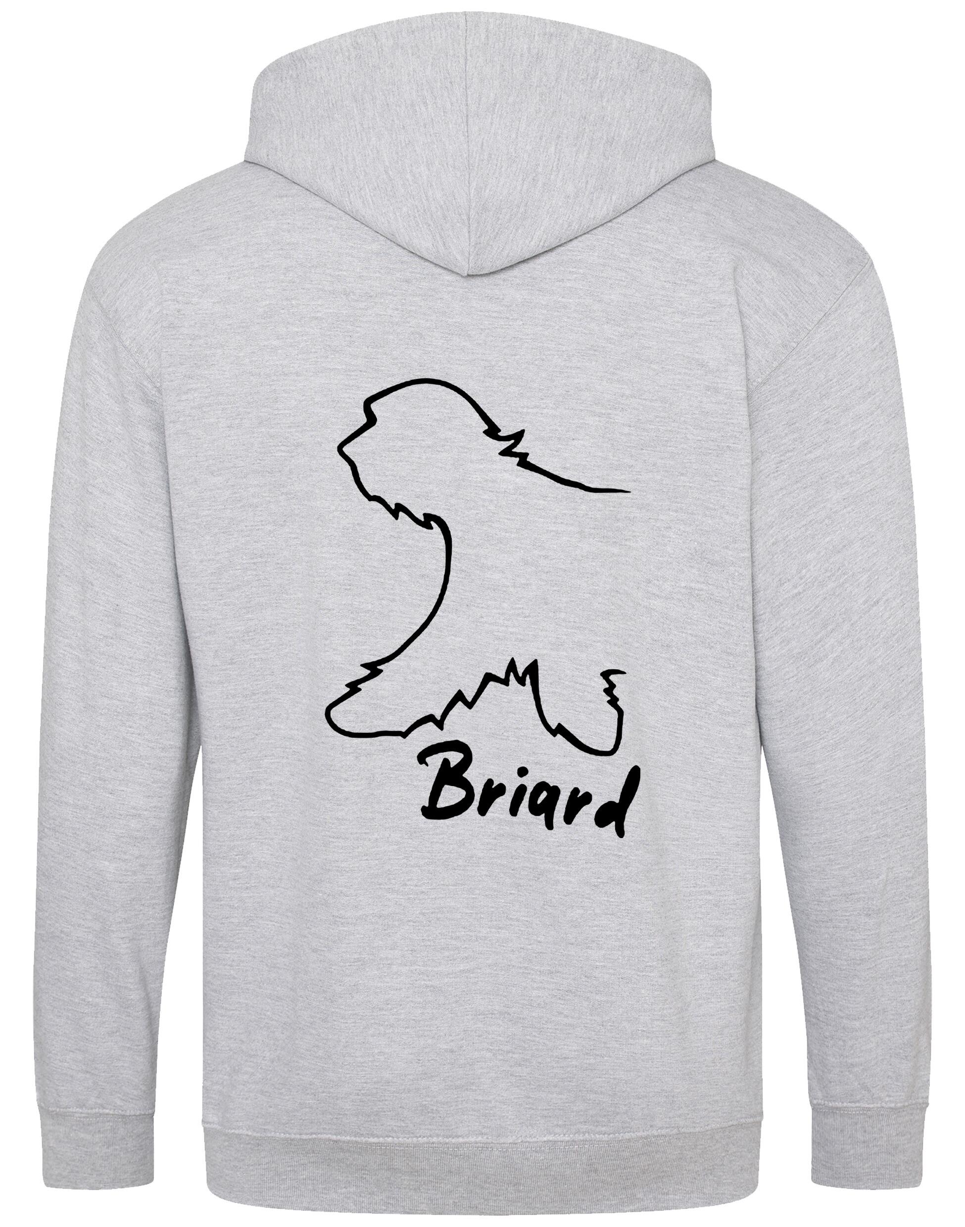 Unisex Briard Zipped Hoodie Heather Grey (Black)