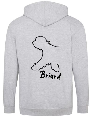 Unisex Briard Zipped Hoodie Heather Grey (Black)