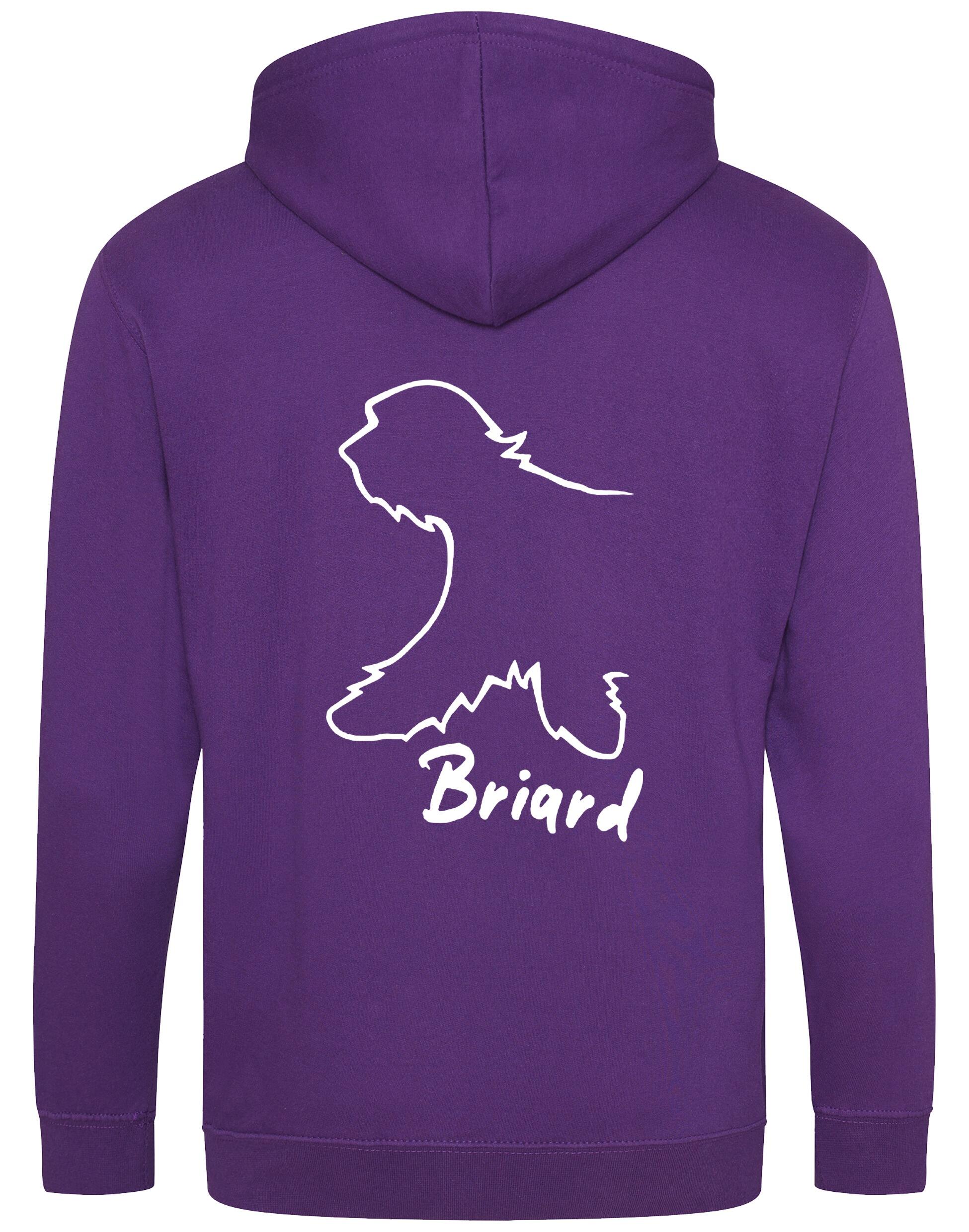 Unisex Briard Zipped Hoodie Purple (White)