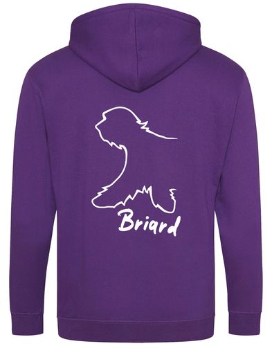 Unisex Briard Zipped Hoodie Purple (White)