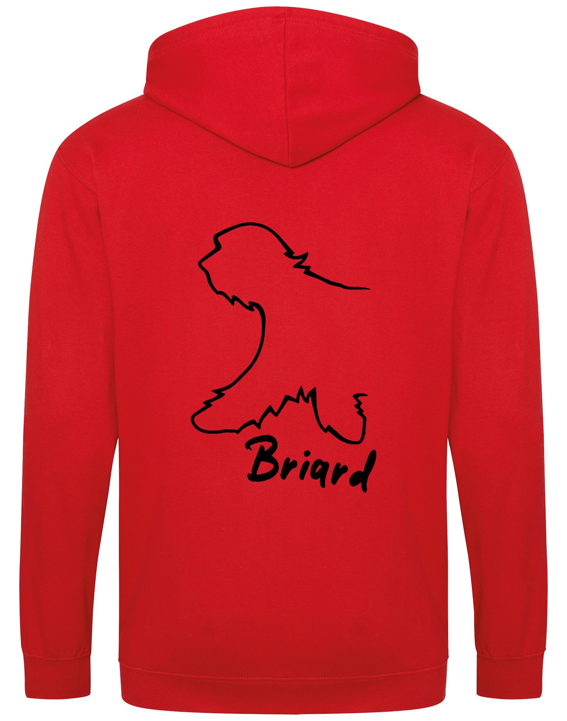 Unisex Briard Zipped Hoodie Red (Black)