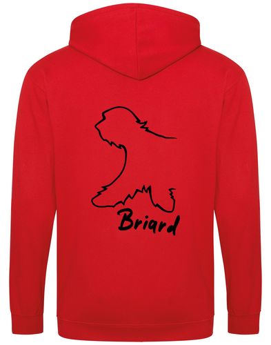Unisex Briard Zipped Hoodie Red (Black)