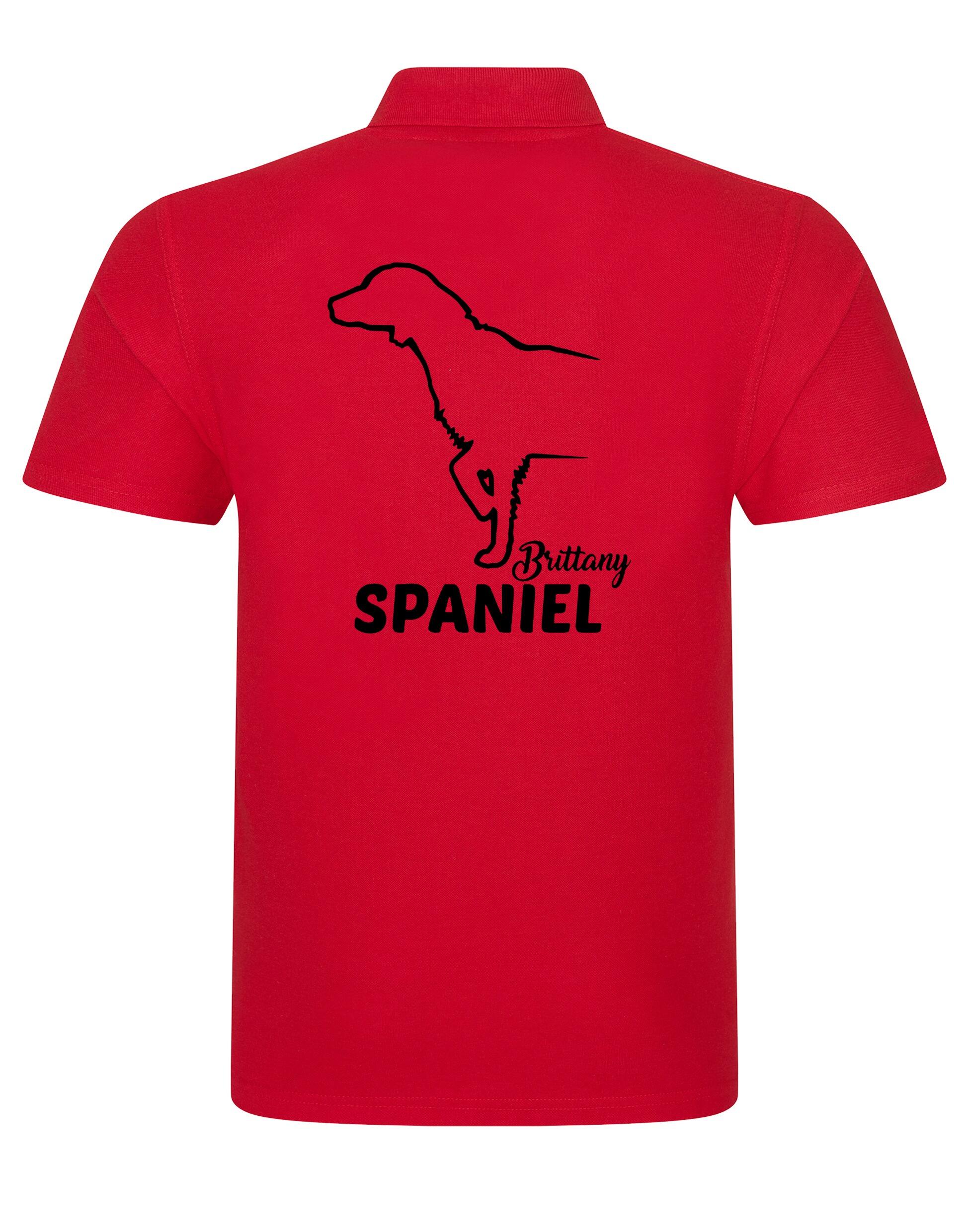 Unisex Brittany Spaniel Polo Shirt Red (Black)