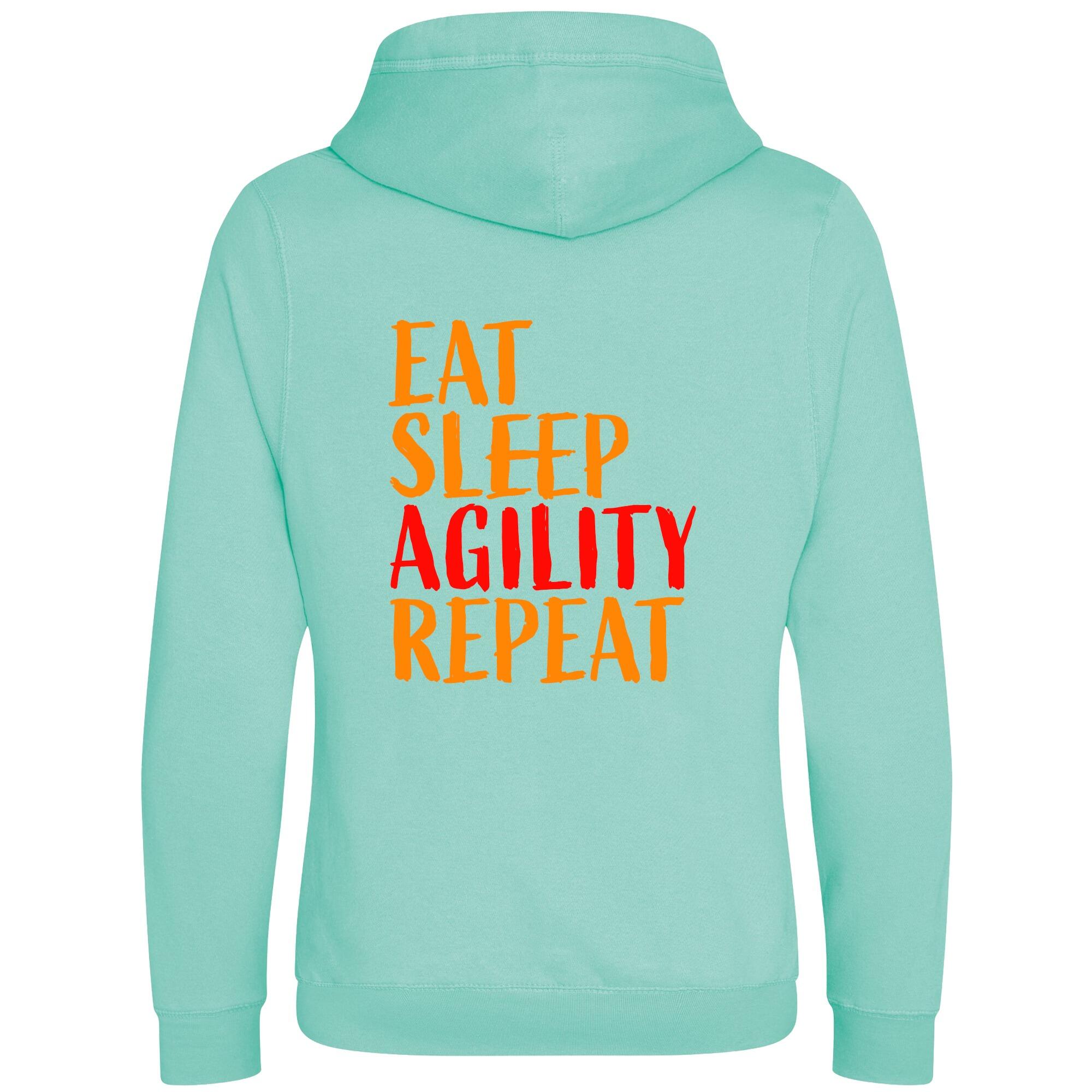 Peppermint Cross Neck Hoodies with "Eat Sleep Agility Repeat" Orange Print - Agility Lifestyle Collection