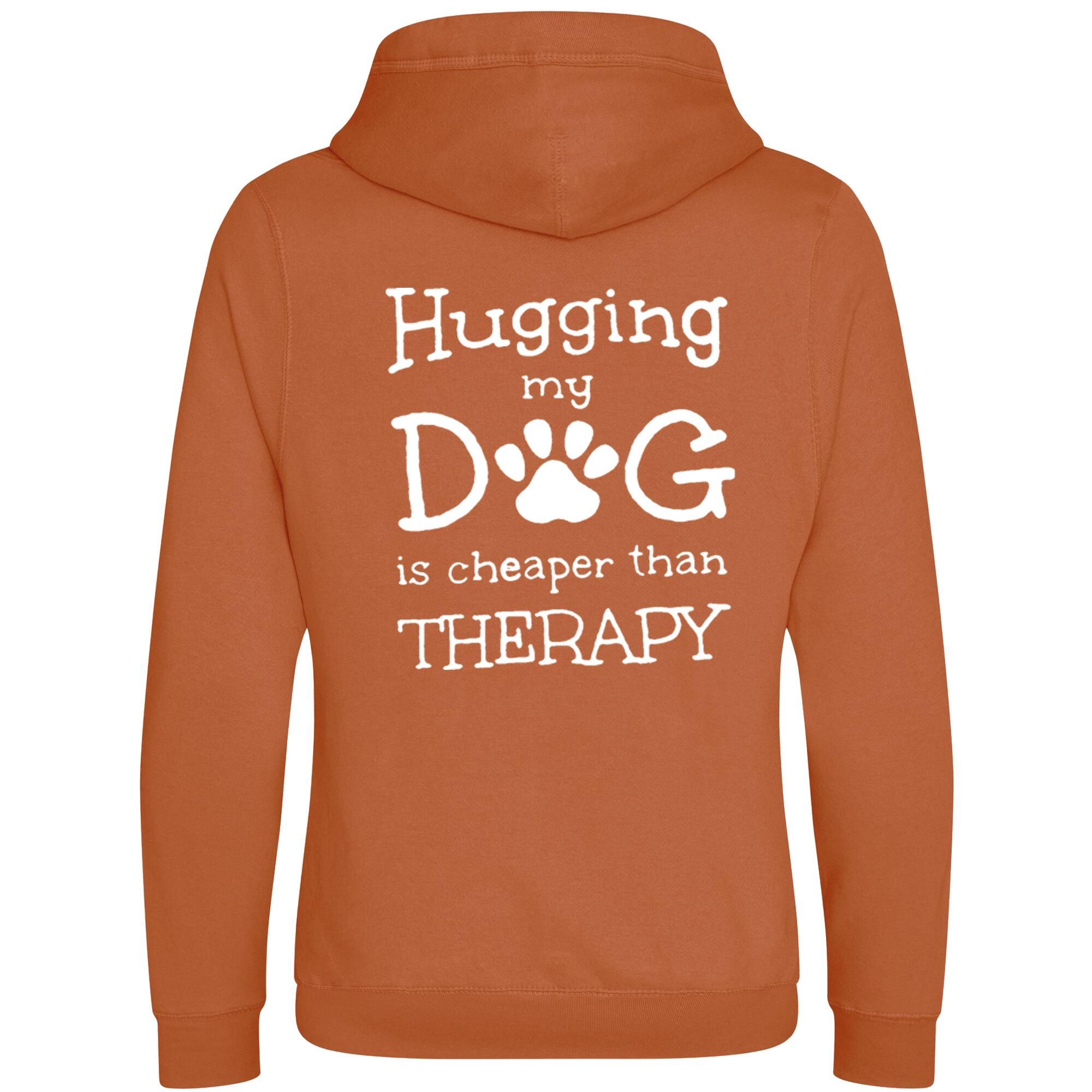 Ginger Biscuit Cross Neck Hoodies with "Hugging My Dog Is Cheaper" White Print - Agility Lifestyle Collection