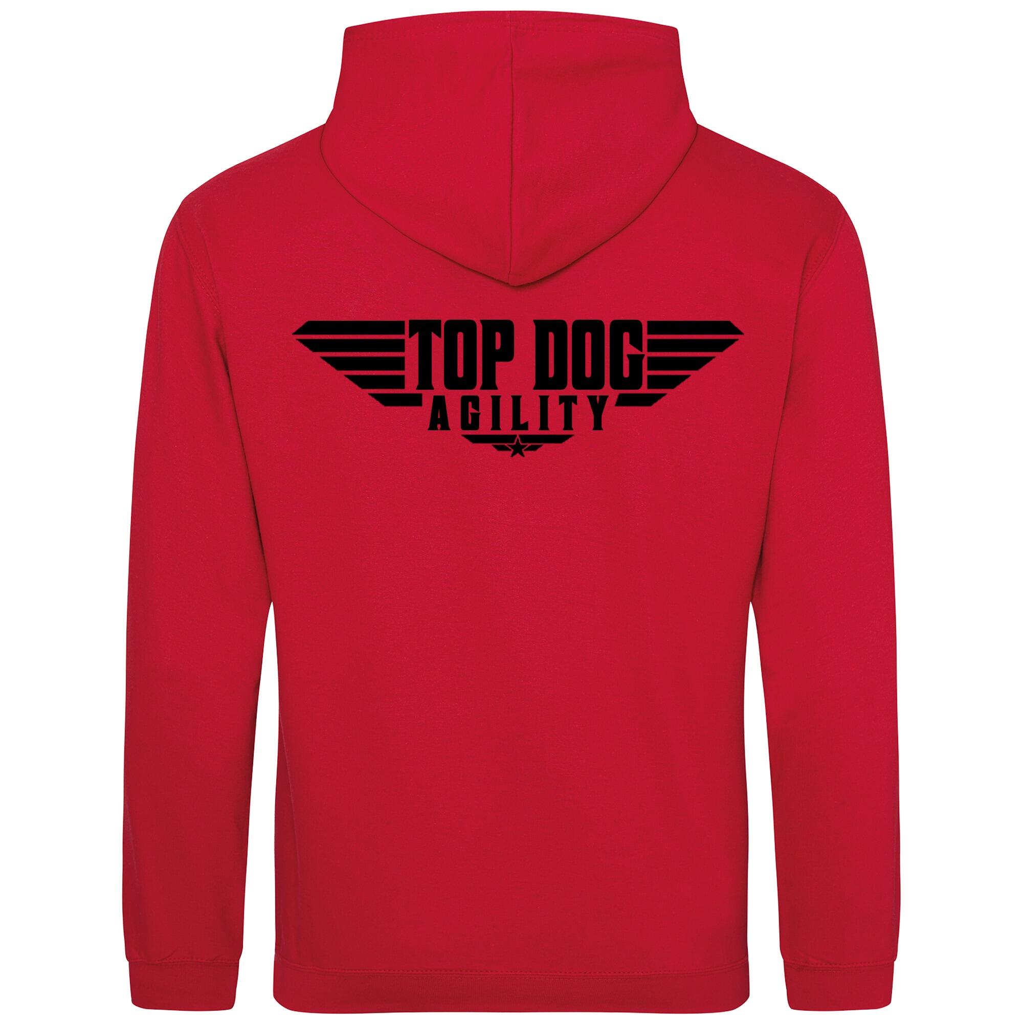 Red Pullover Hoodies with "Top Dog Agility" Black Print - Agility Lifestyle Collection