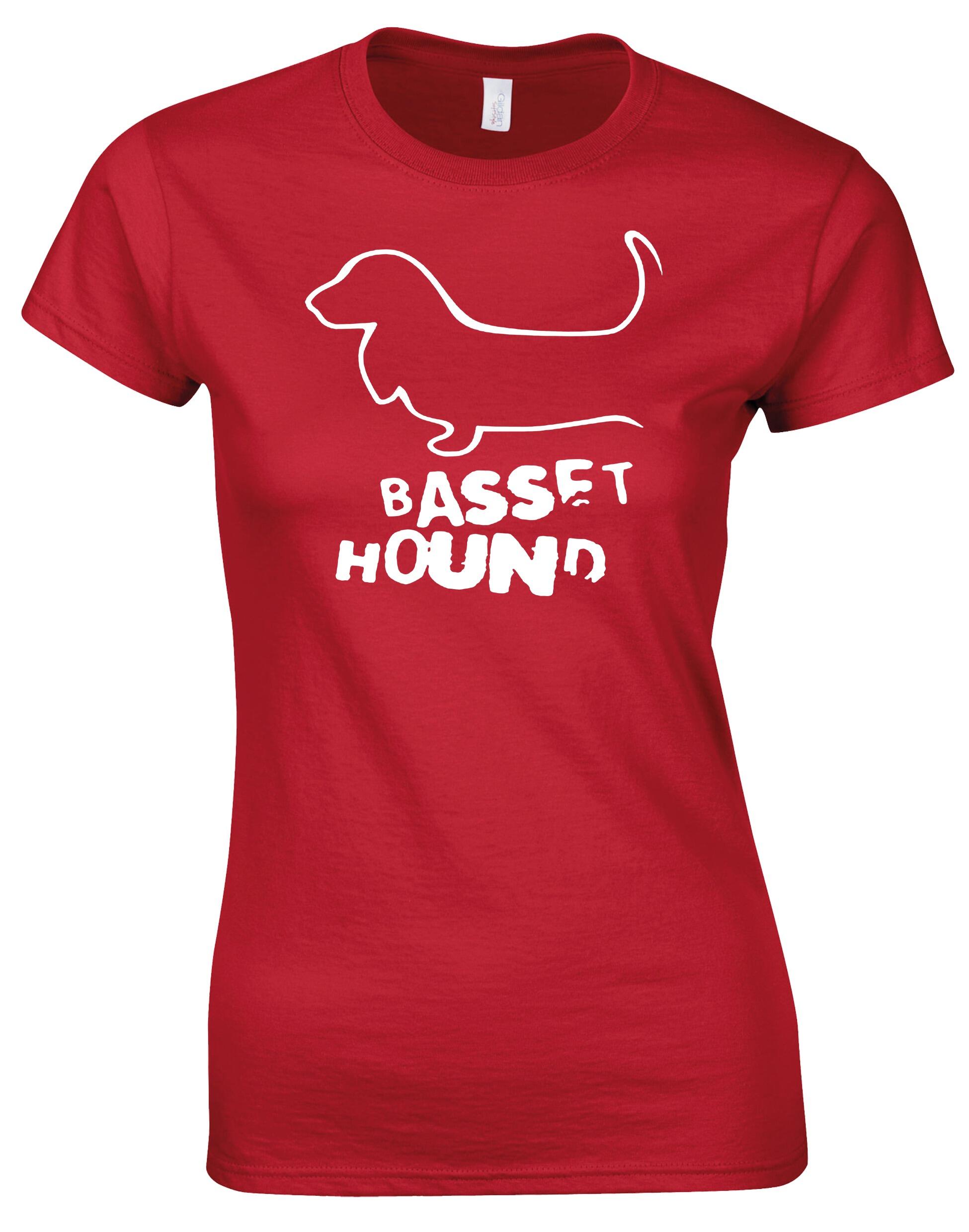Female Roundneck T-shirt with Basset Hound Dog Breed Design – Style for Every Dog Lover
