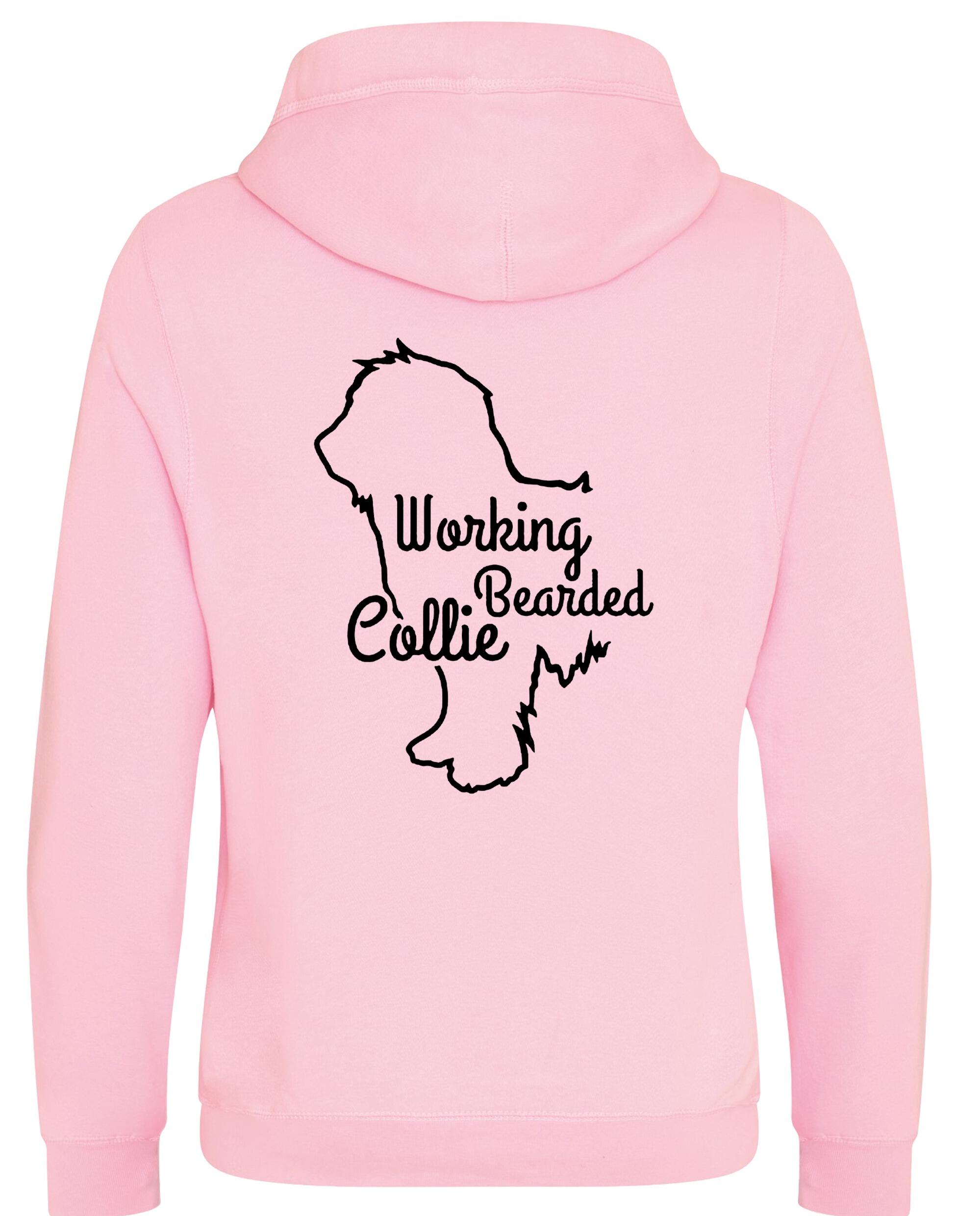 Unisex Crossneck Pullover Hoodie with Working Bearded Collie Dog Breed Design