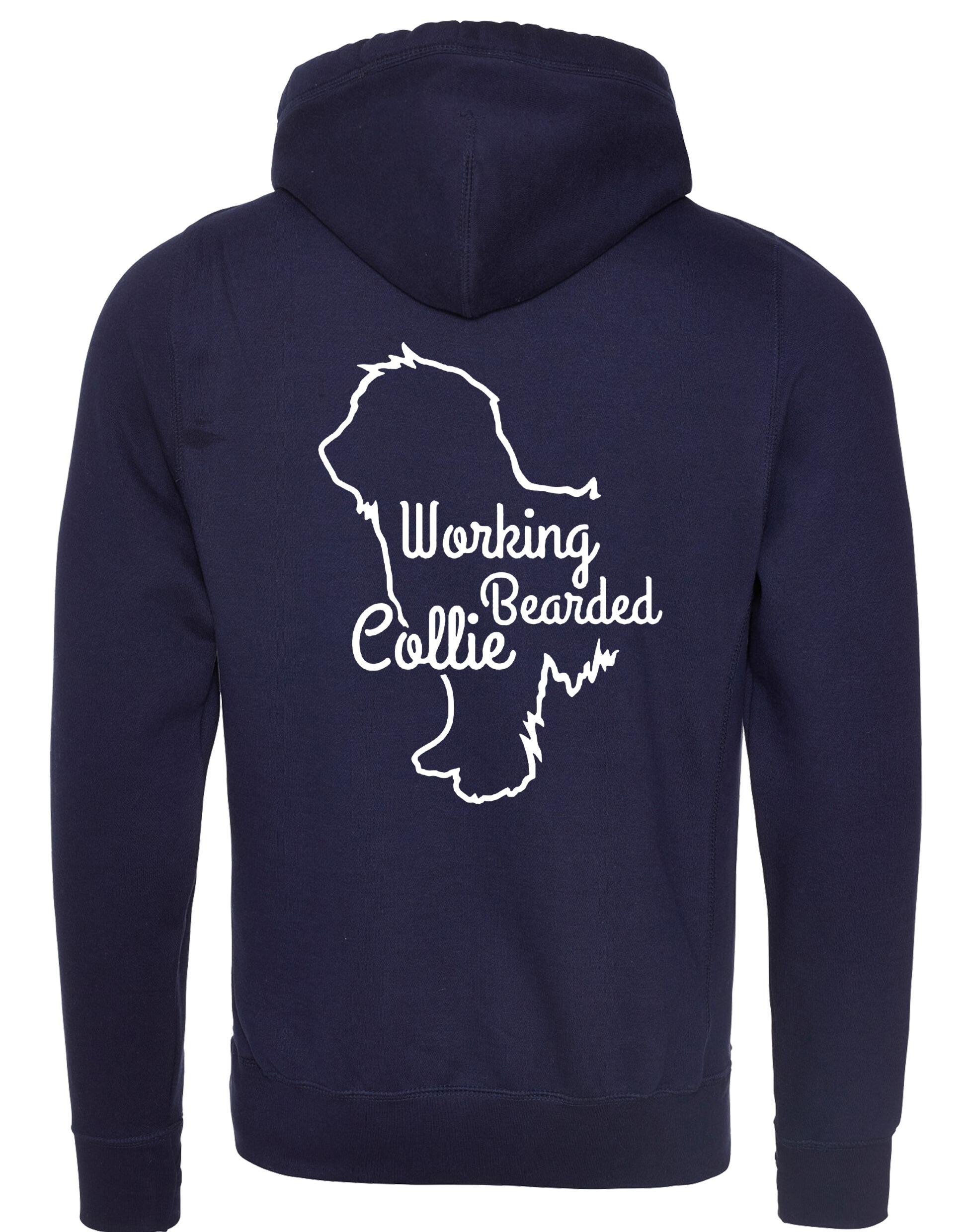 Unisex Crossneck Pullover Hoodie with Working Bearded Collie Dog Breed Design