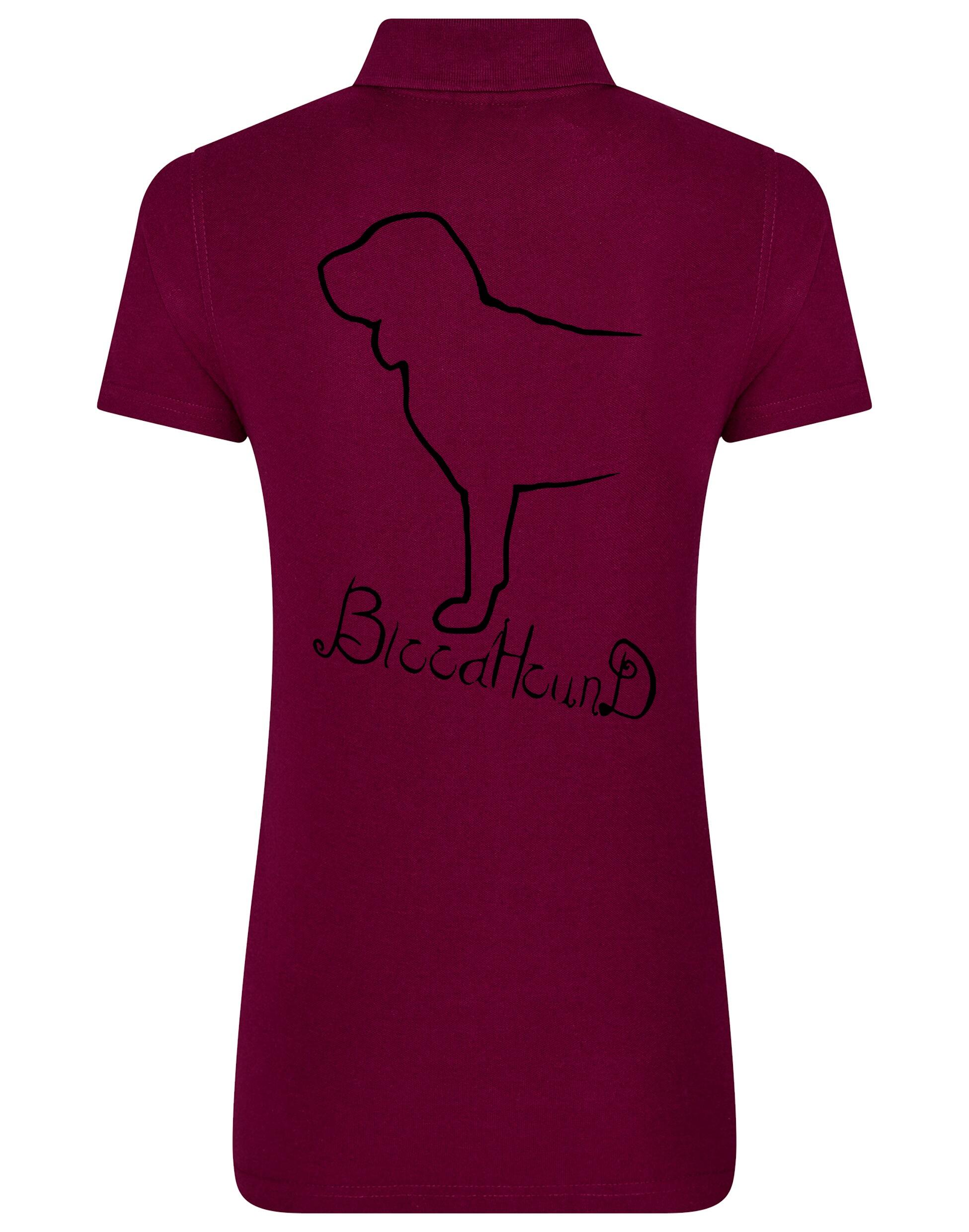 Women’s Cotton Polo with Bloodhound Dog Breed Design – A Must-Have for Bloodhound Enthusiasts