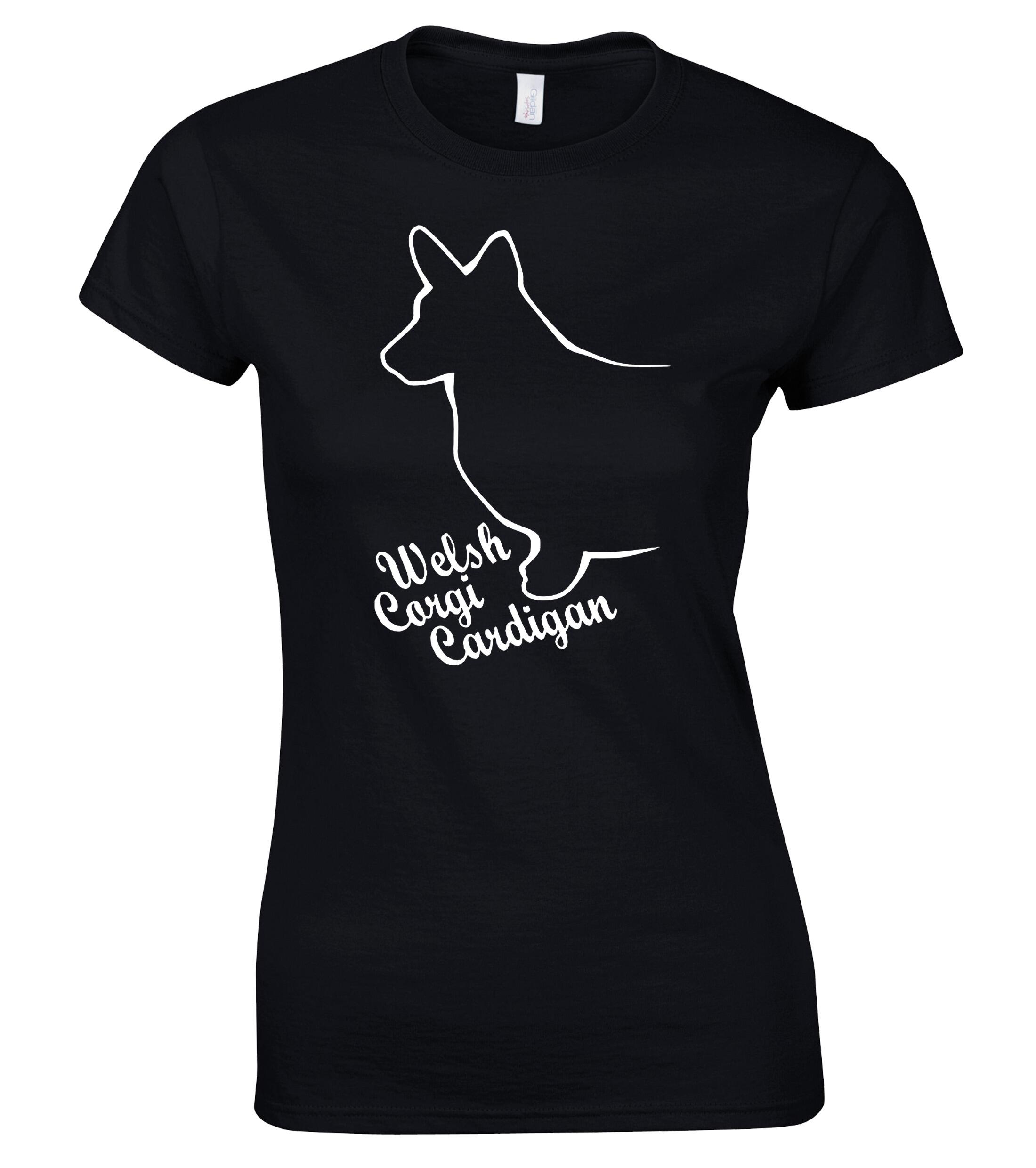 Female Roundneck T-shirt with Corgi Cardigan (Welsh) Dog Breed Design – Perfect for Corgi Enthusiasts