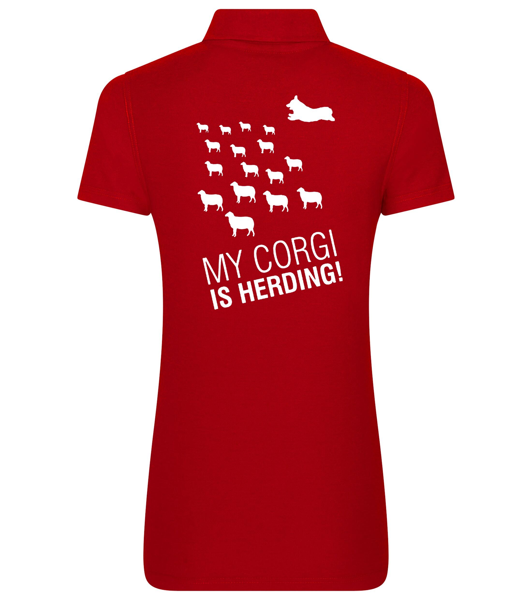 Women’s Cotton Polo with Corgi Herding Dog Breed Design – Elegance for Corgi Herding Enthusiasts
