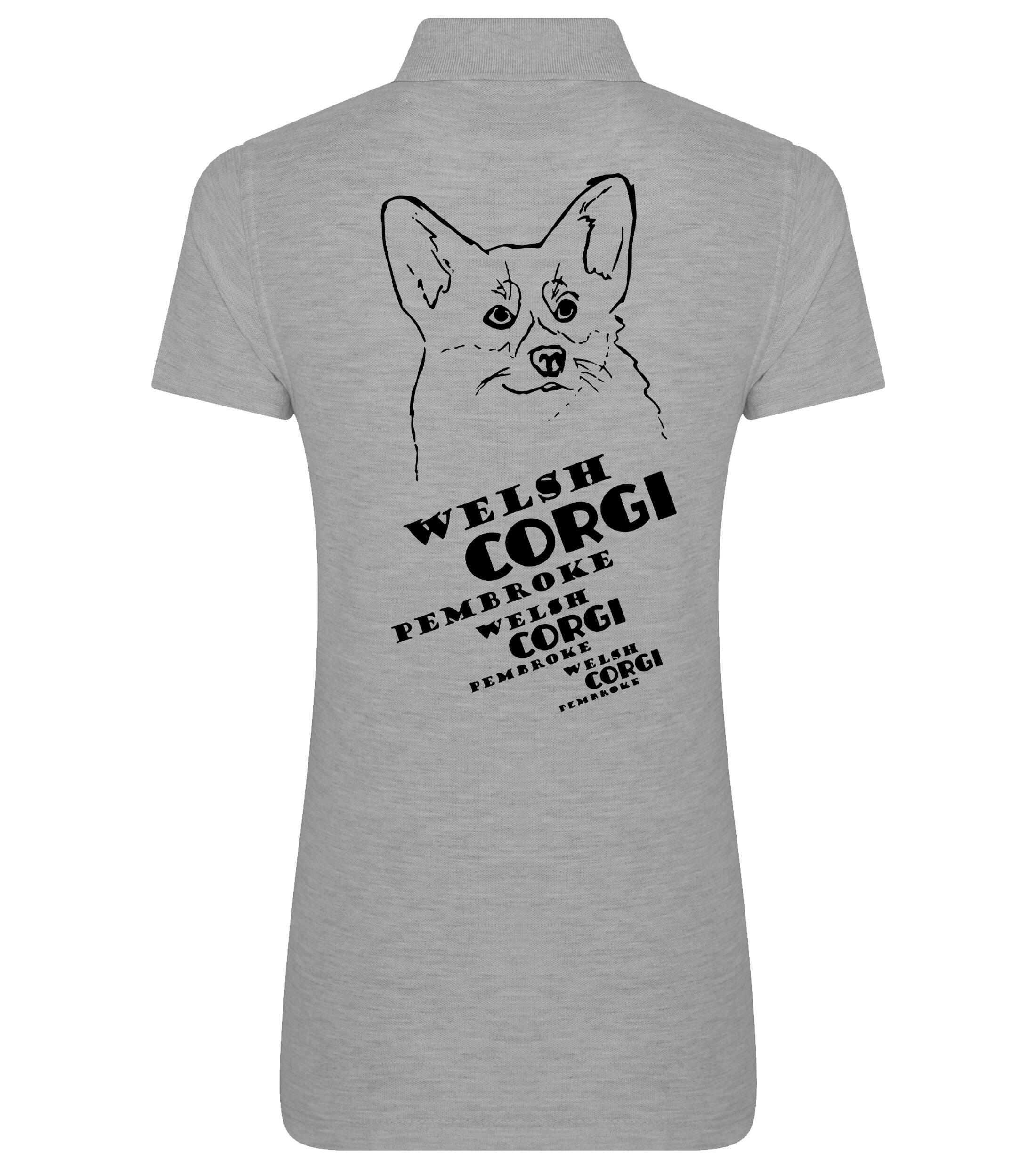 Women’s Cotton Polo with Corgi Pembroke (Face) Dog Breed Design – Stylish Comfort for Corgi Lovers