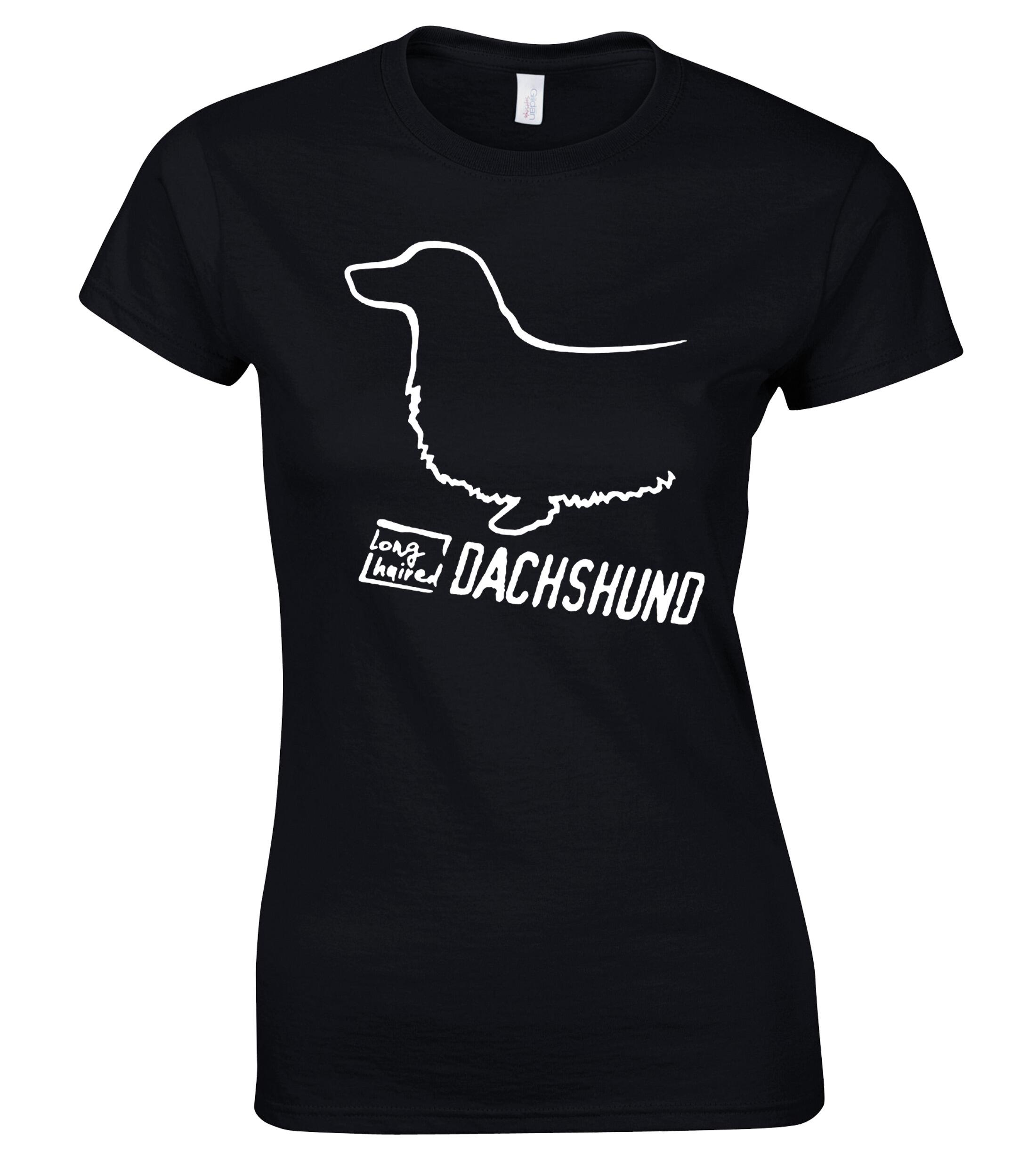 Dachshund (Longhaired) Dog Breed Design Women’s Roundneck T-Shirt – Celebrate Your Love in Style