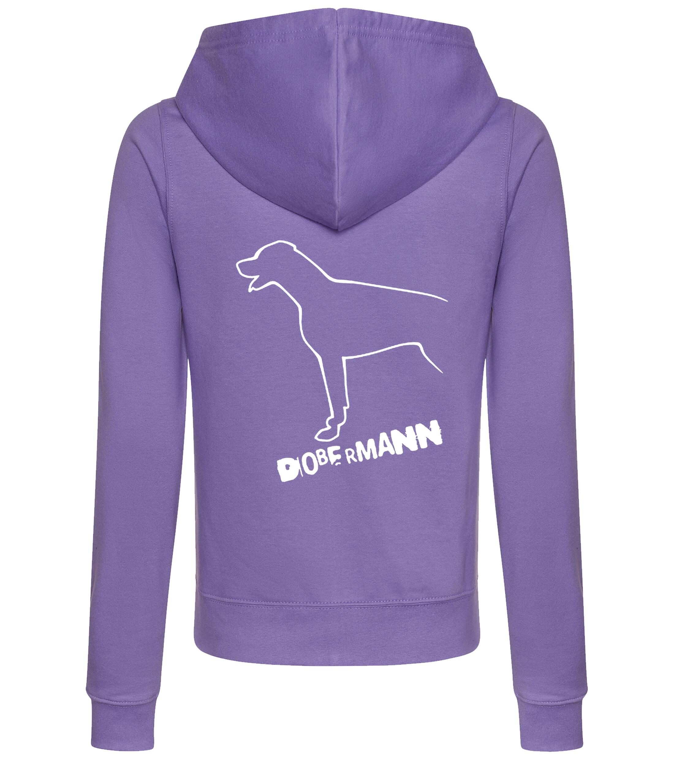 Dobermann (Outline) Women’s Zipped Hoodie – Stylish & Cozy for Dobermann Enthusiasts