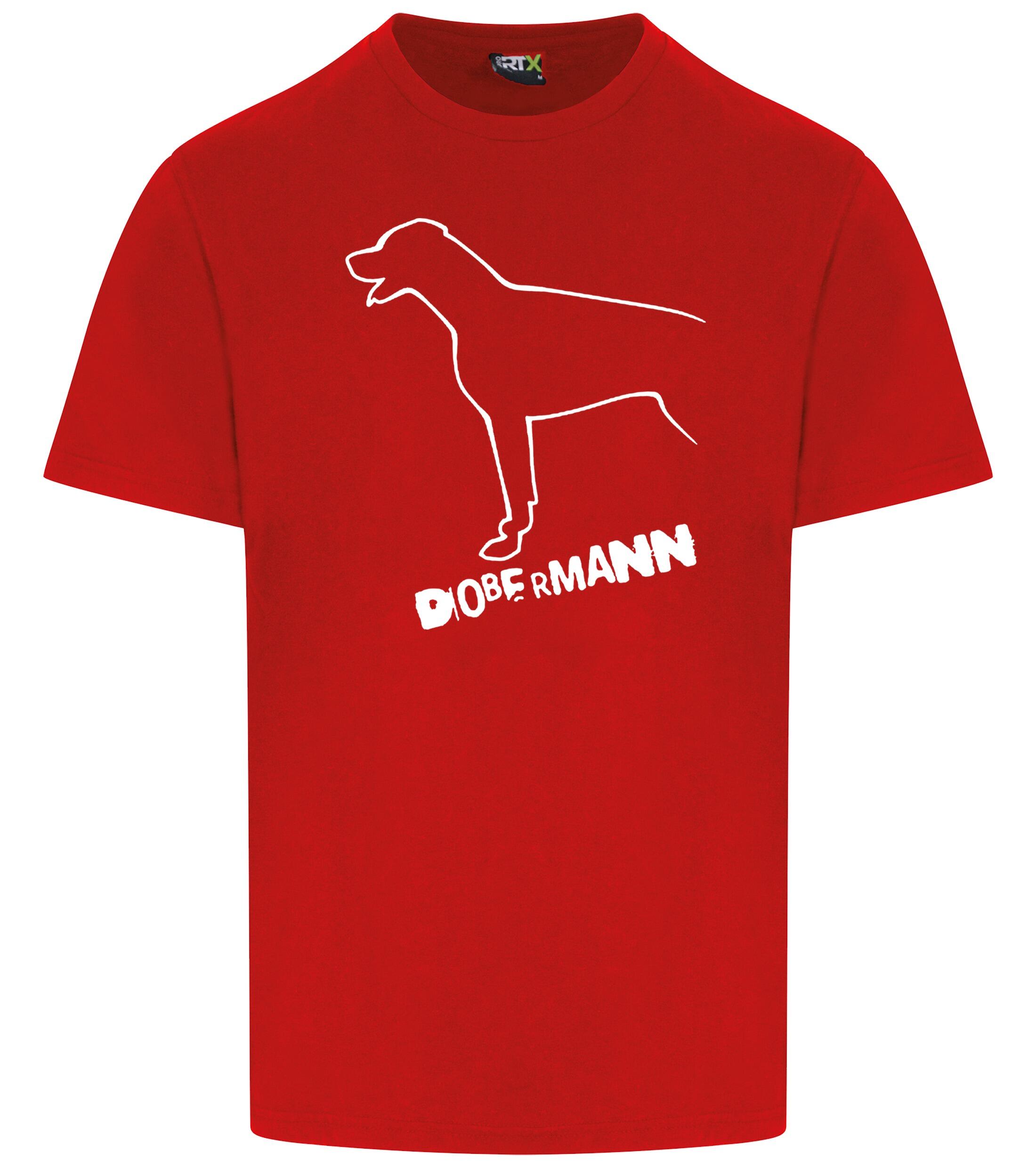 Dobermann (Outline) Unisex Roundneck T-Shirt – Timeless Style for Dobermann Enthusiasts