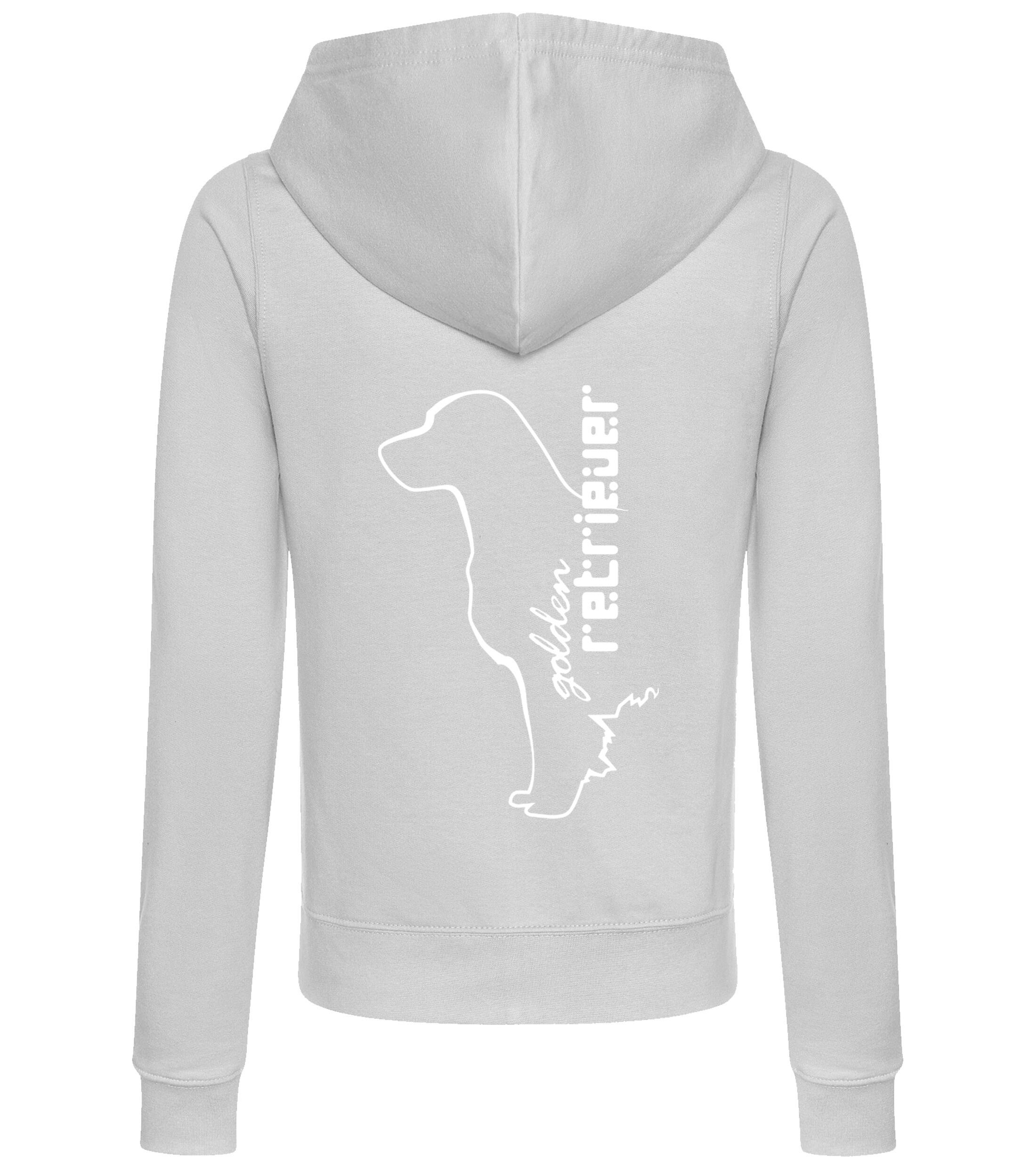 Women’s zipped hoodie featuring an exclusive Golden Retriever design, crafted from soft, breathable fabric with a flattering fit, cozy hood, and convenient full-zip closure, perfect for Golden Retriever enthusiasts.