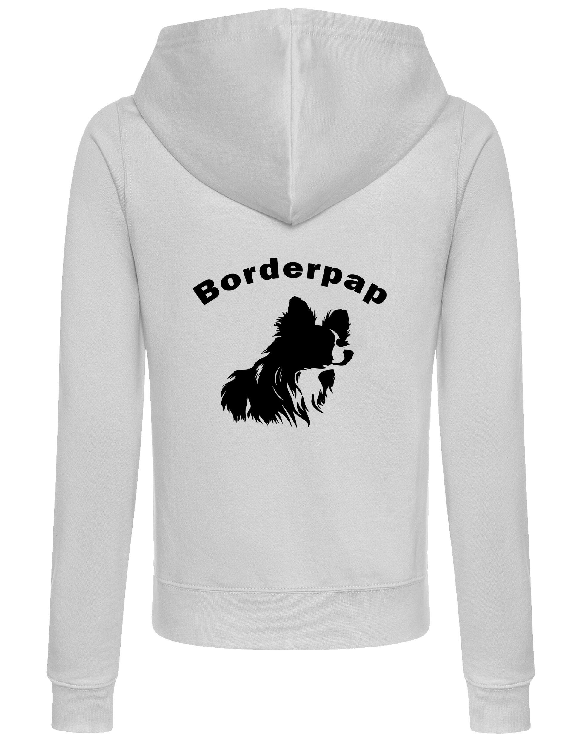 Women’s Zipped Hoodie with Border Pap Design – Features exclusive breed artwork, cozy fabric, and a flattering feminine fit.