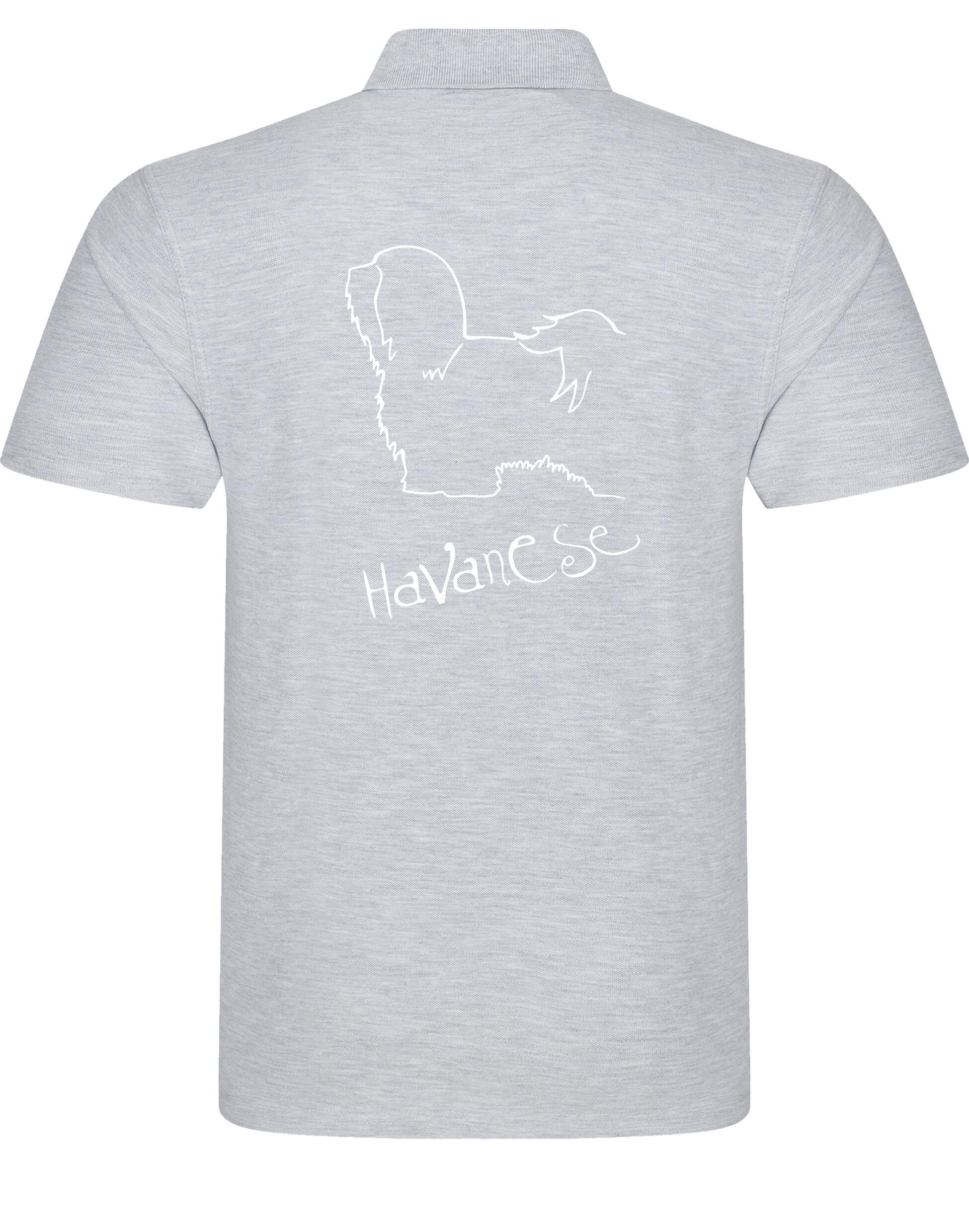 Unisex cotton polo featuring a detailed Havanese graphic – comfortable and stylish apparel for Havanese lovers.