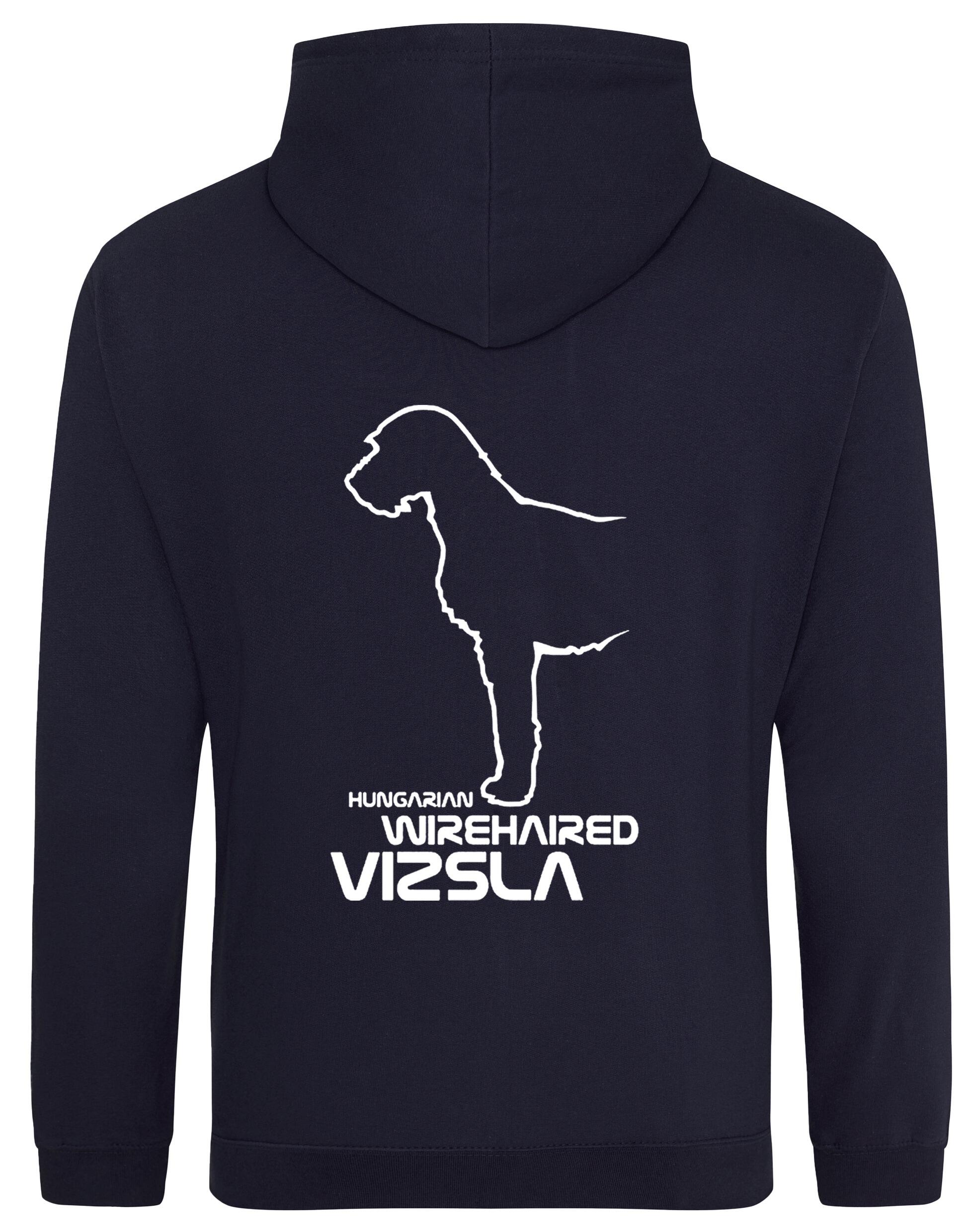 Hungarian Wirehaired Vizsla Design Pullover Hoodie with exclusive artwork, cozy fleece lining, and customizable options for breed lovers.