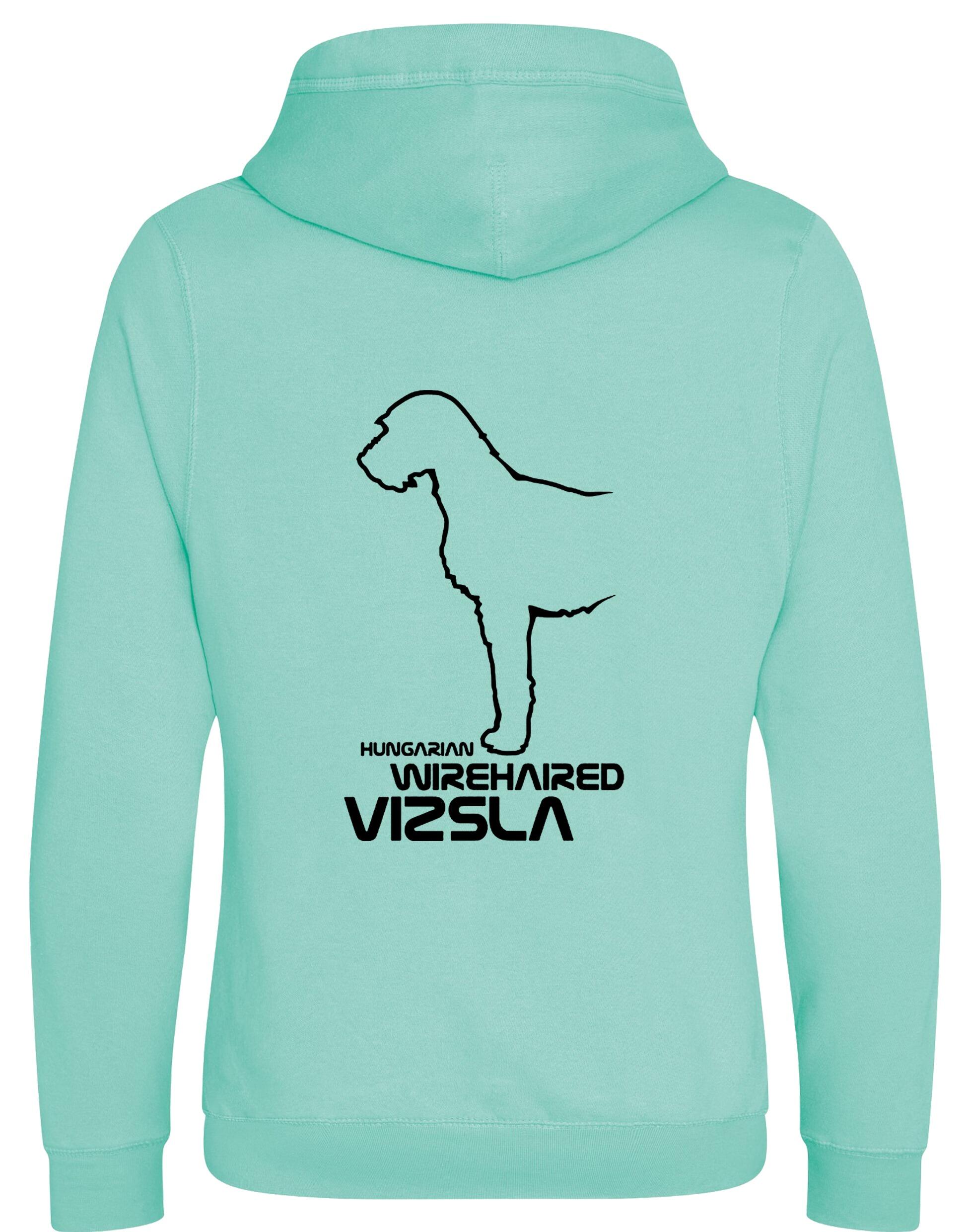 Hungarian Wirehaired Vizsla Crossneck Pullover Hoodie with exclusive breed graphic, modern design, and cozy brushed fleece fabric.