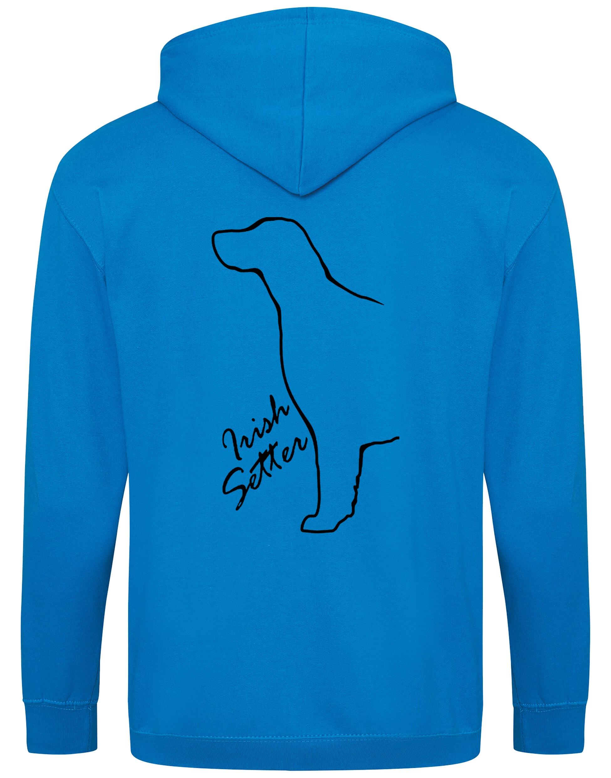 Irish Setter Zipped Hoodie featuring exclusive breed artwork, soft fleece interior, and customizable options for comfort and style.