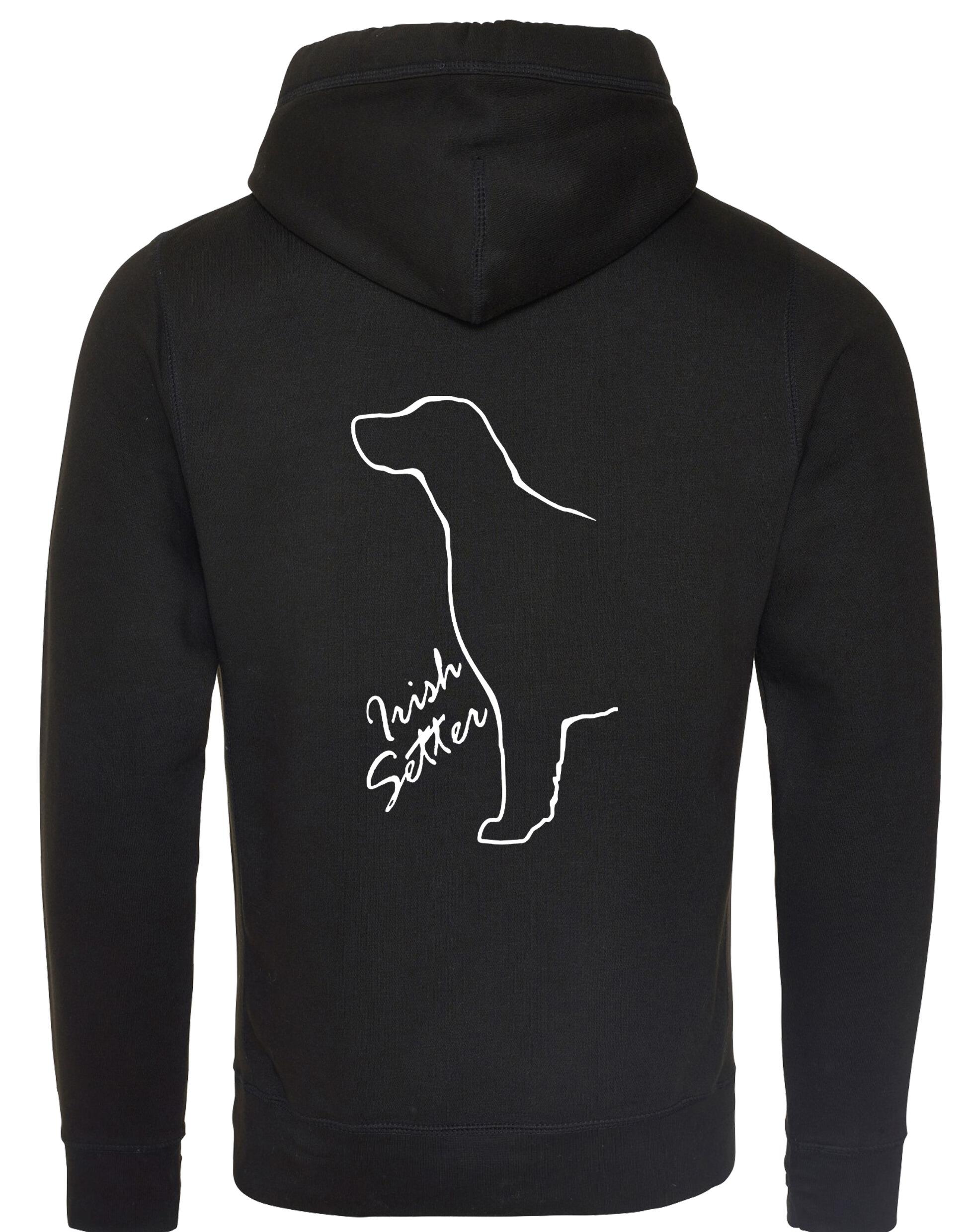 Irish Setter Crossneck Pullover Hoodie featuring detailed breed artwork, brushed fleece interior, and a modern crossneck design.
