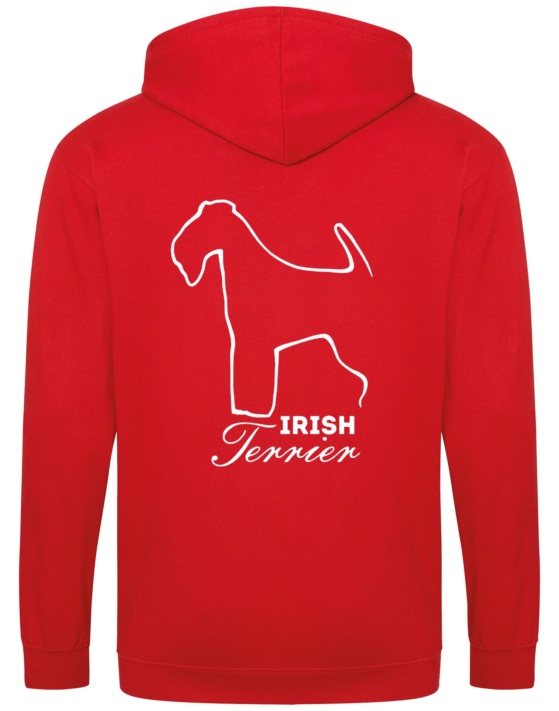 Irish Terrier Zipped Hoodie featuring exclusive breed artwork, practical full-zip design, and customizable options for a personalized touch.