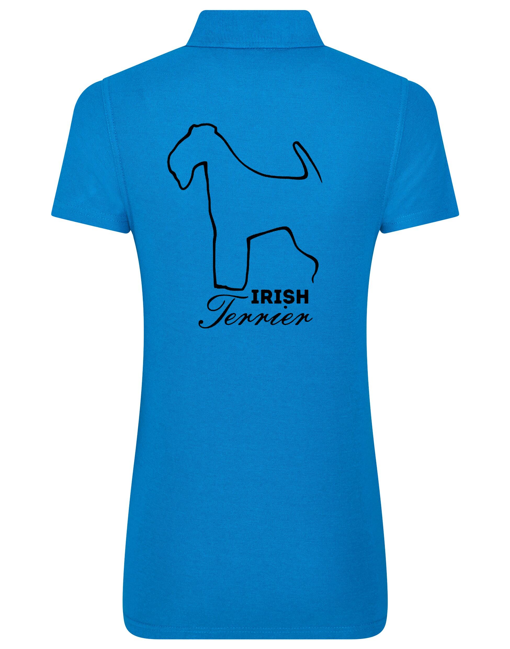 Women's Cotton Polo featuring exclusive Irish Terrier design, made from soft, breathable cotton for comfort and style.